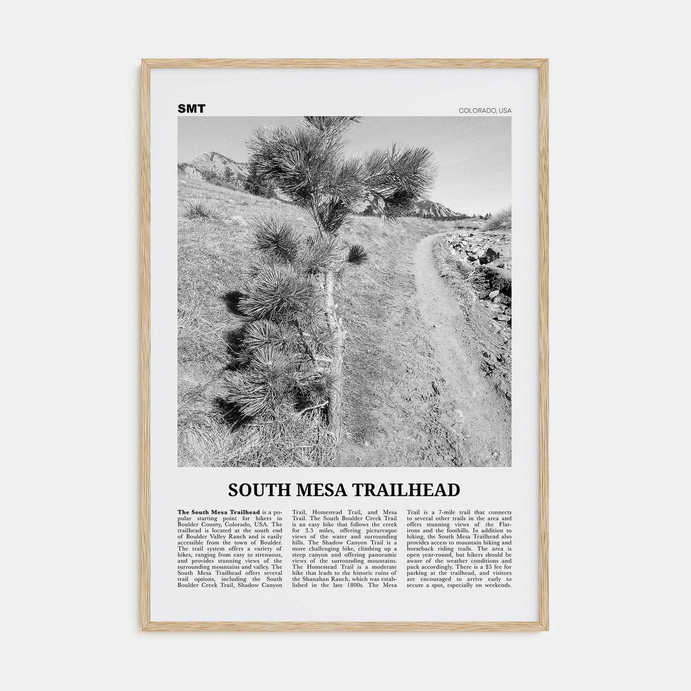South Mesa Trailhead Travel B&W Poster