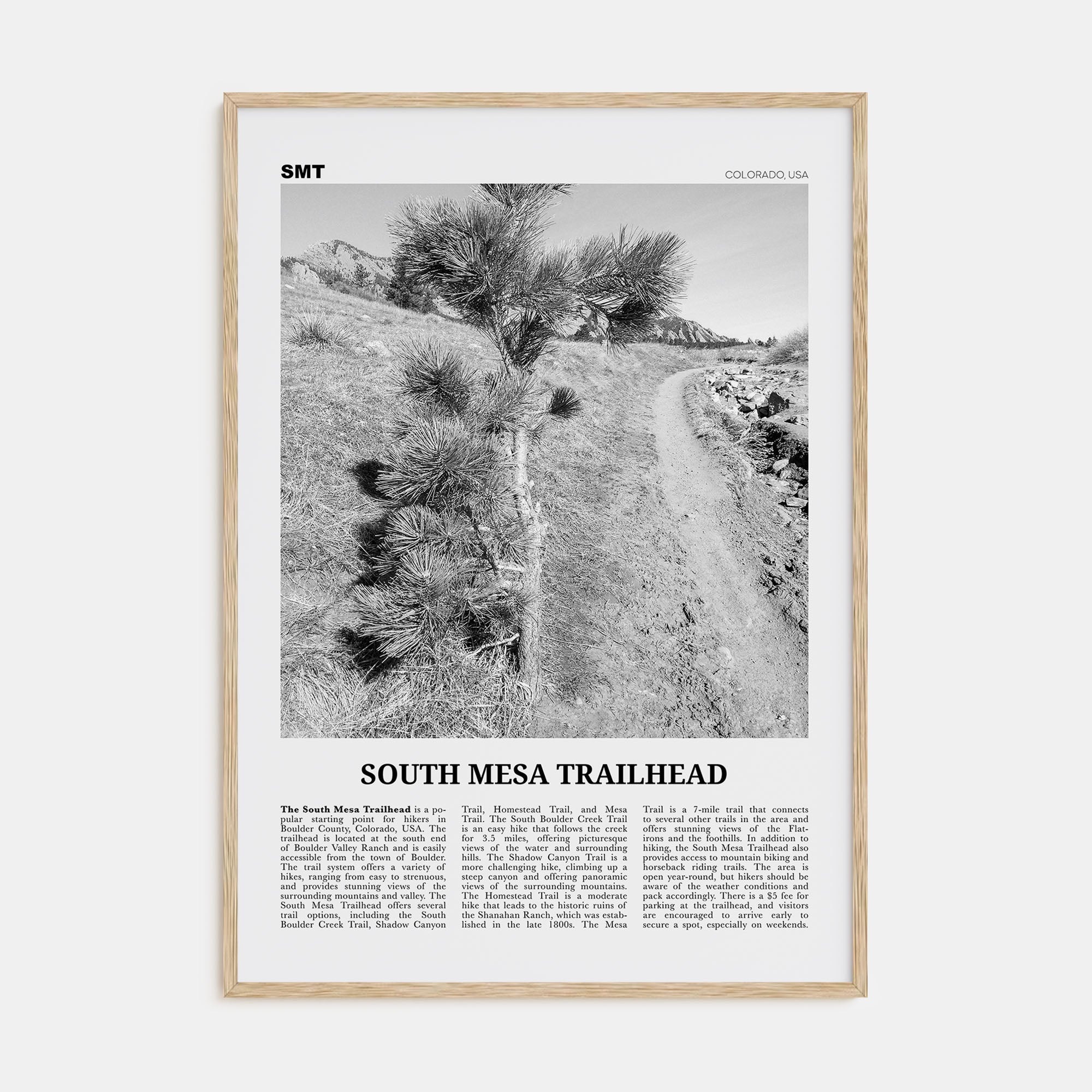 South Mesa Trailhead Travel B&W Poster