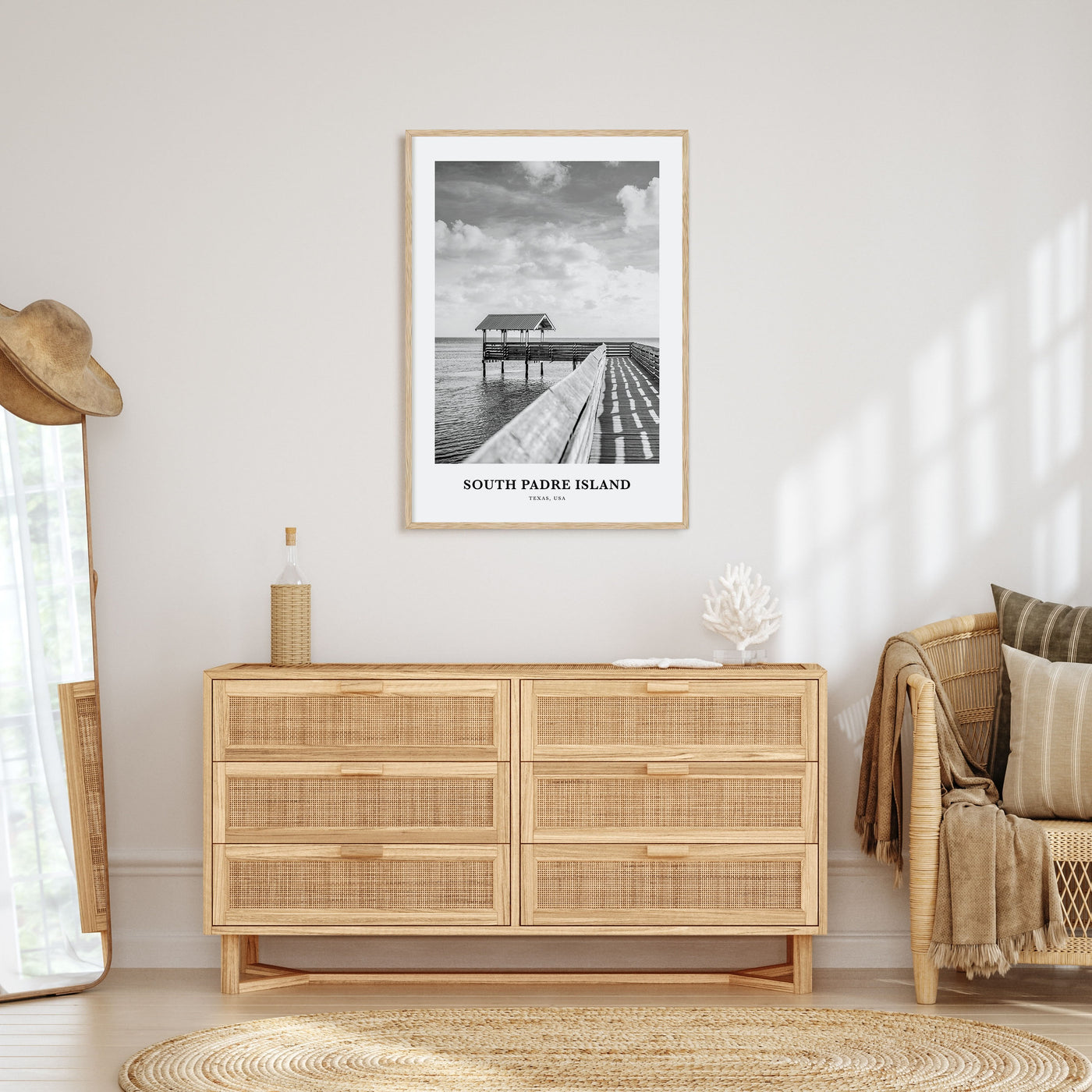 South Padre Island Portrait B&W Poster