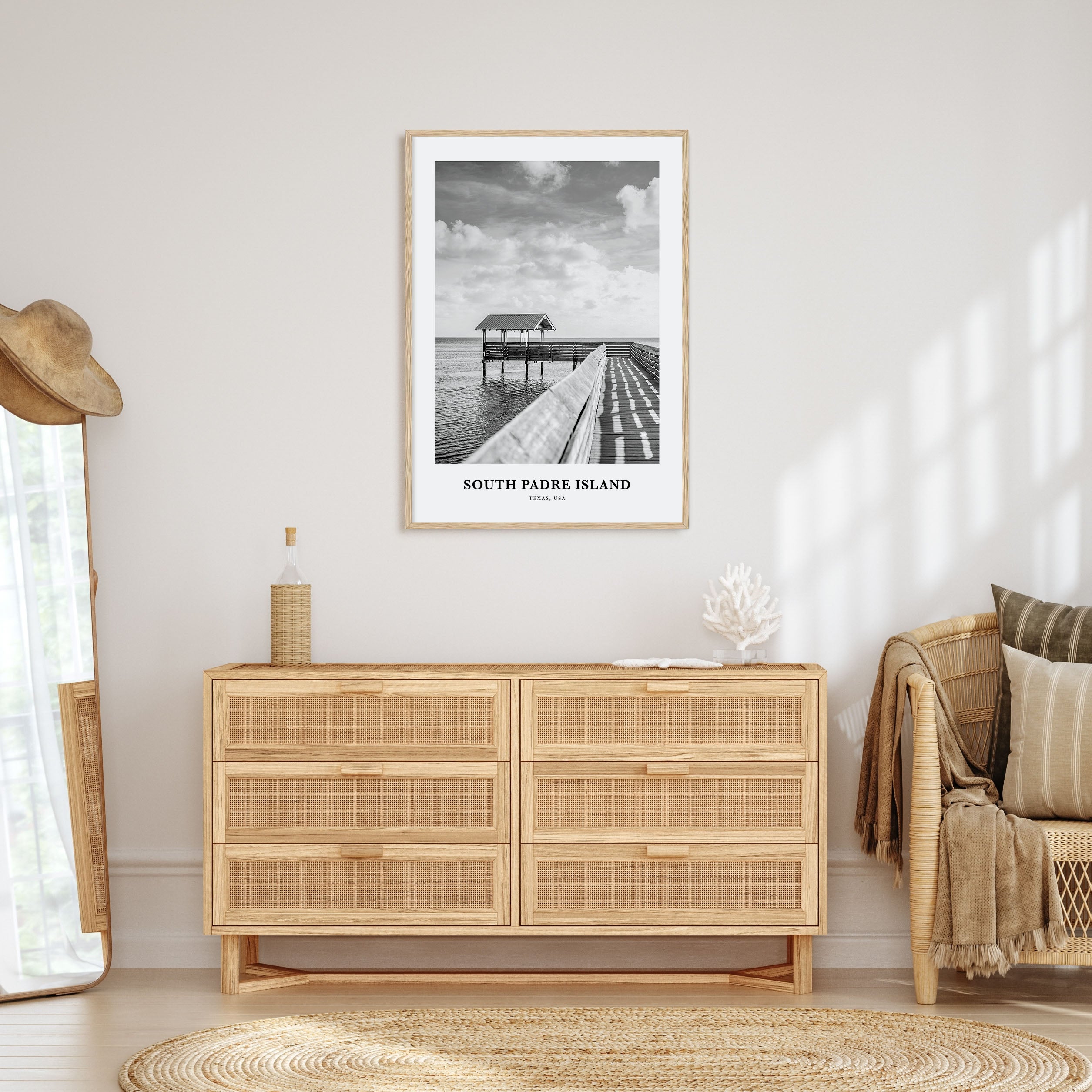 South Padre Island Portrait B&W Poster