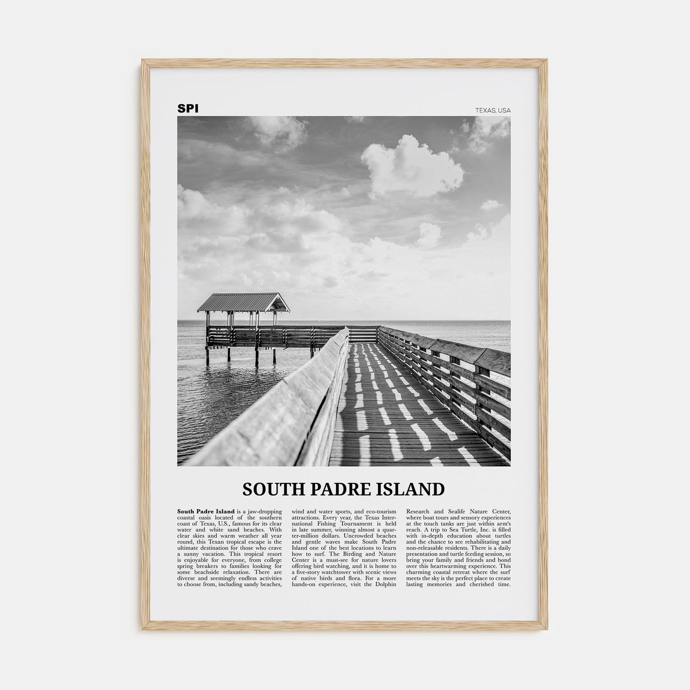 South Padre Island Travel B&W Poster