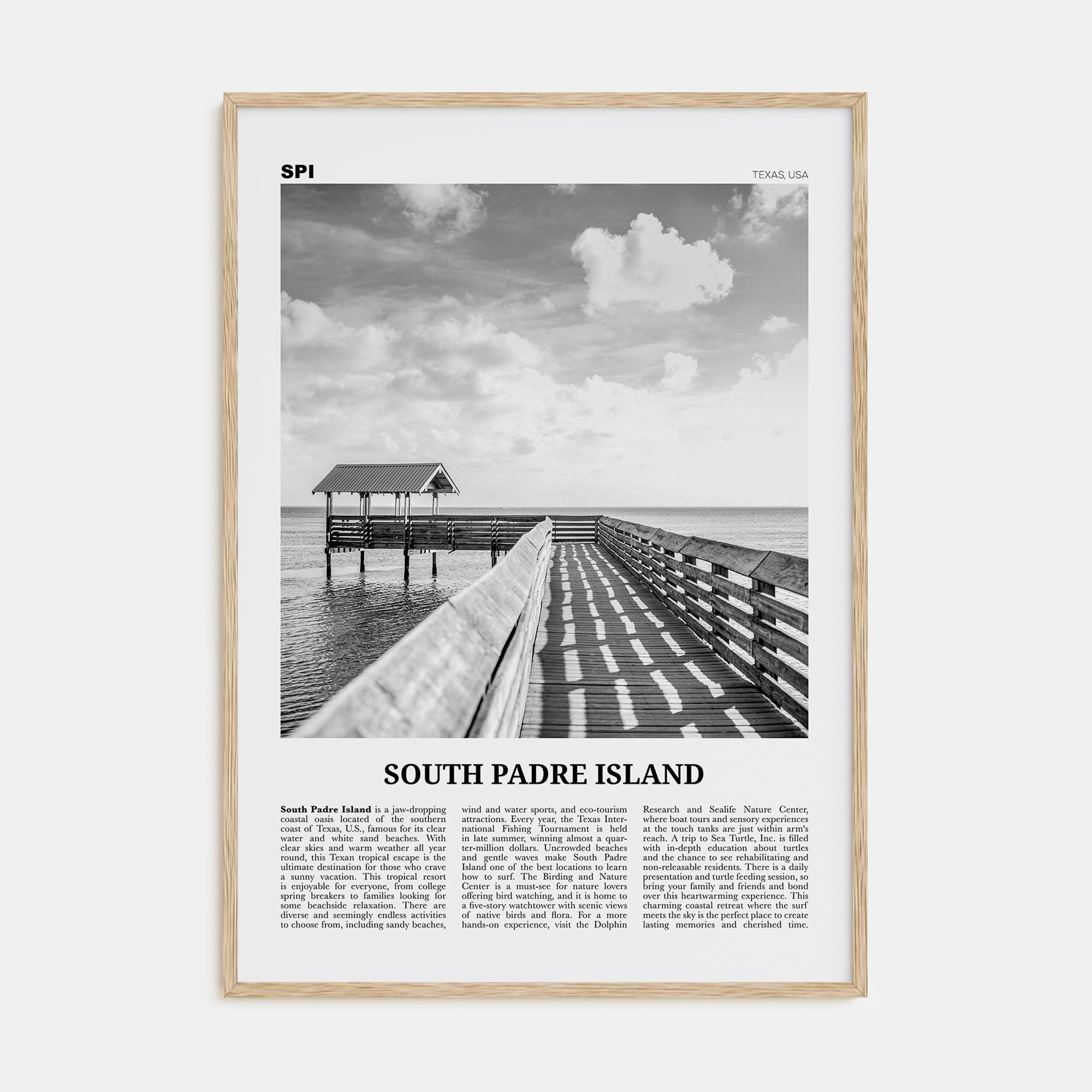 South Padre Island Travel B&W Poster