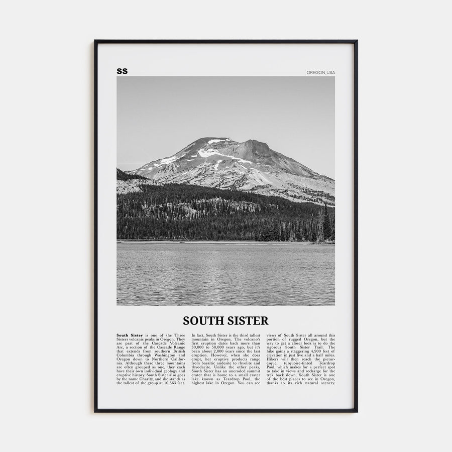 South Sister Travel B&W Poster