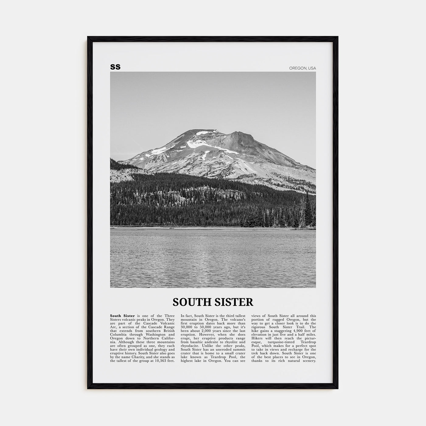 South Sister Travel B&W Poster