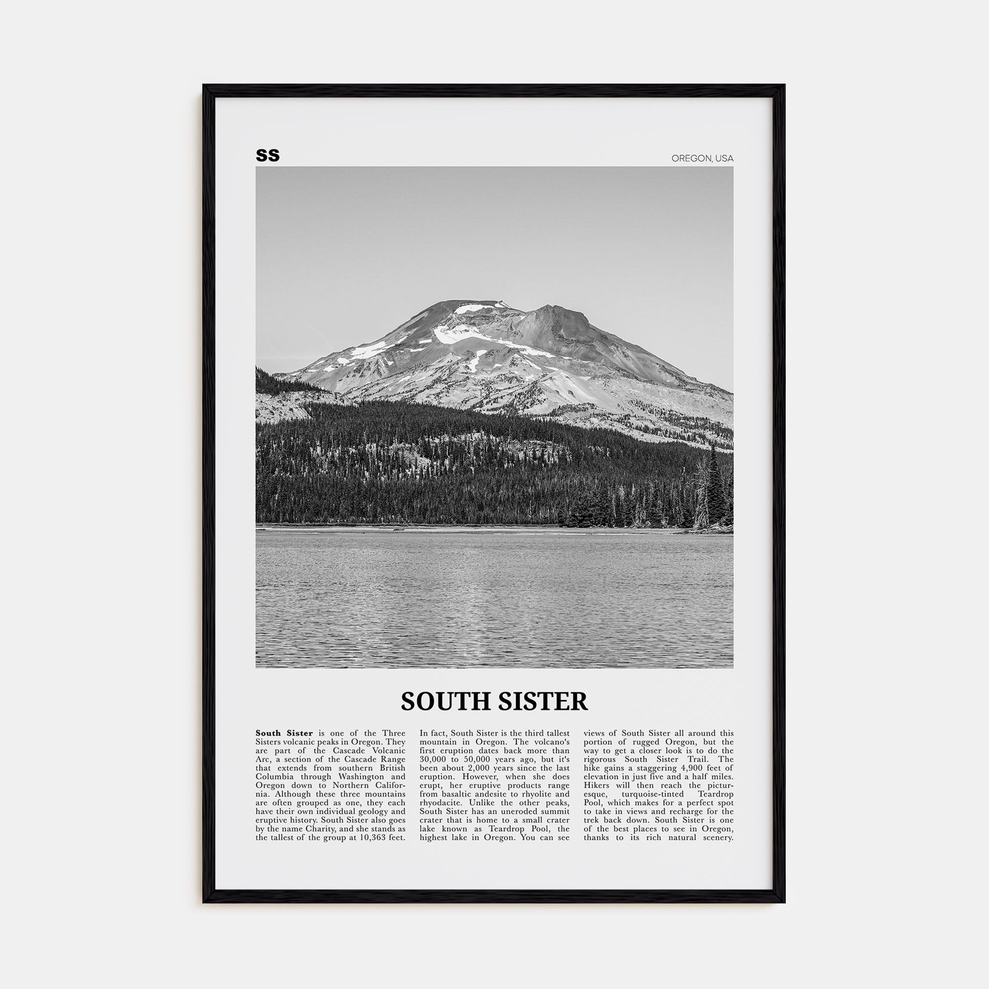South Sister Travel B&W Poster