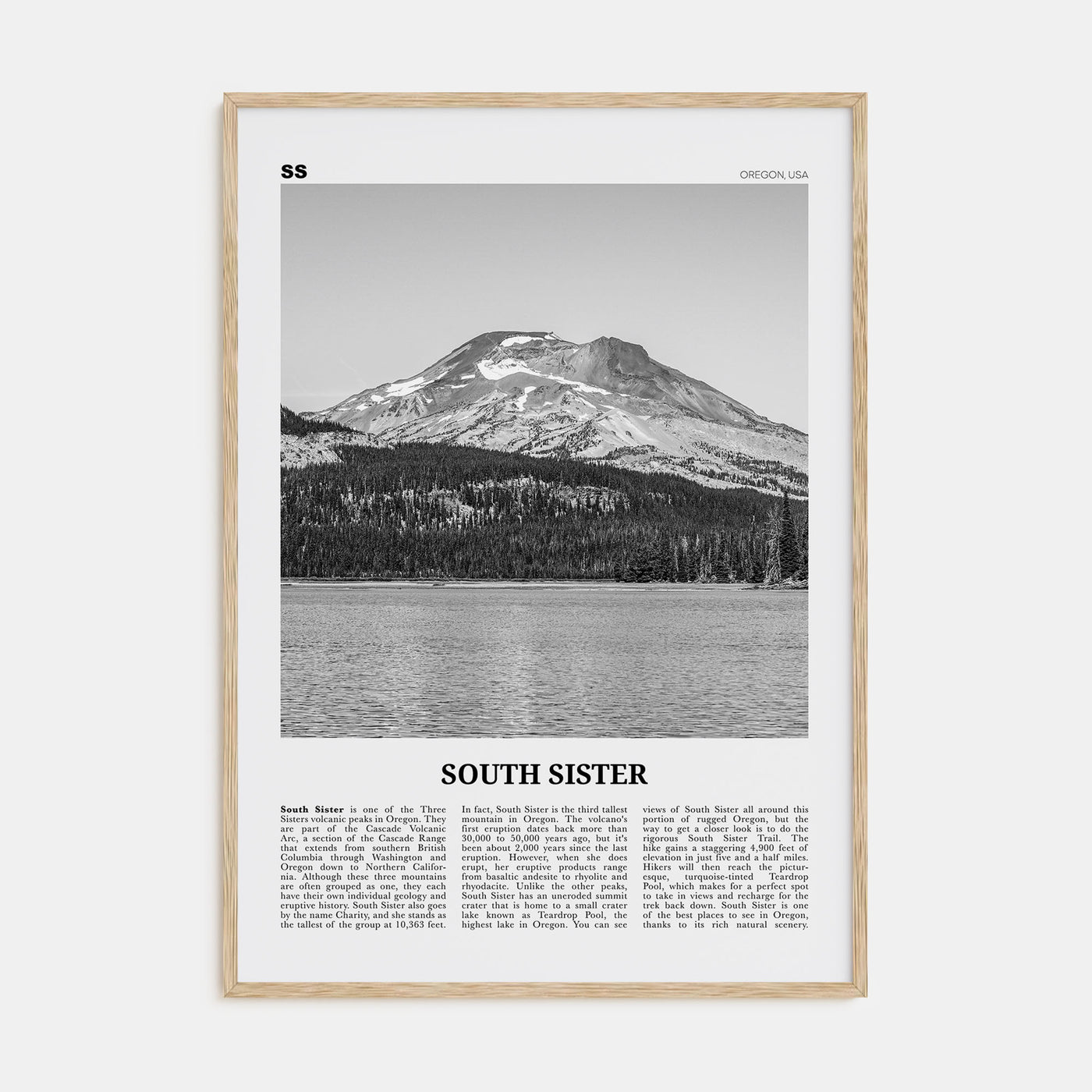 South Sister Travel B&W Poster