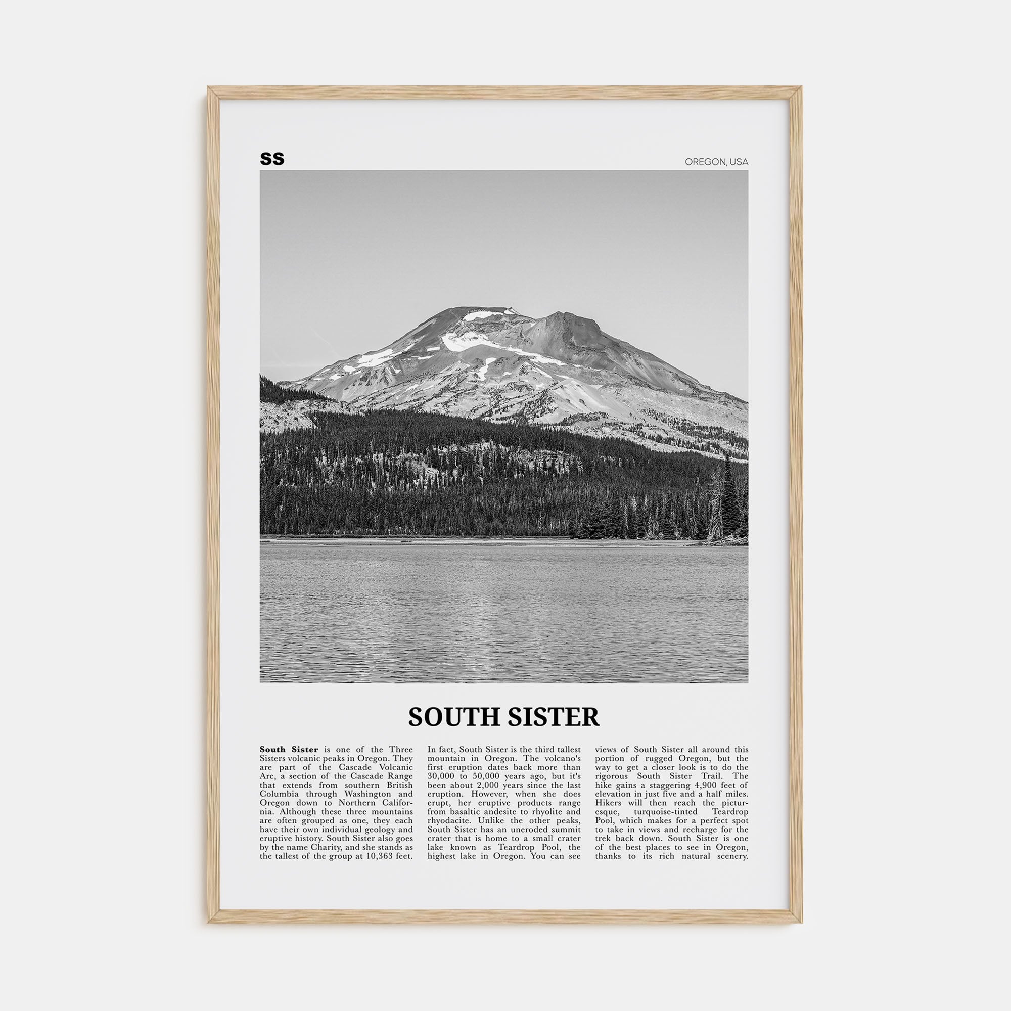 South Sister Travel B&W Poster