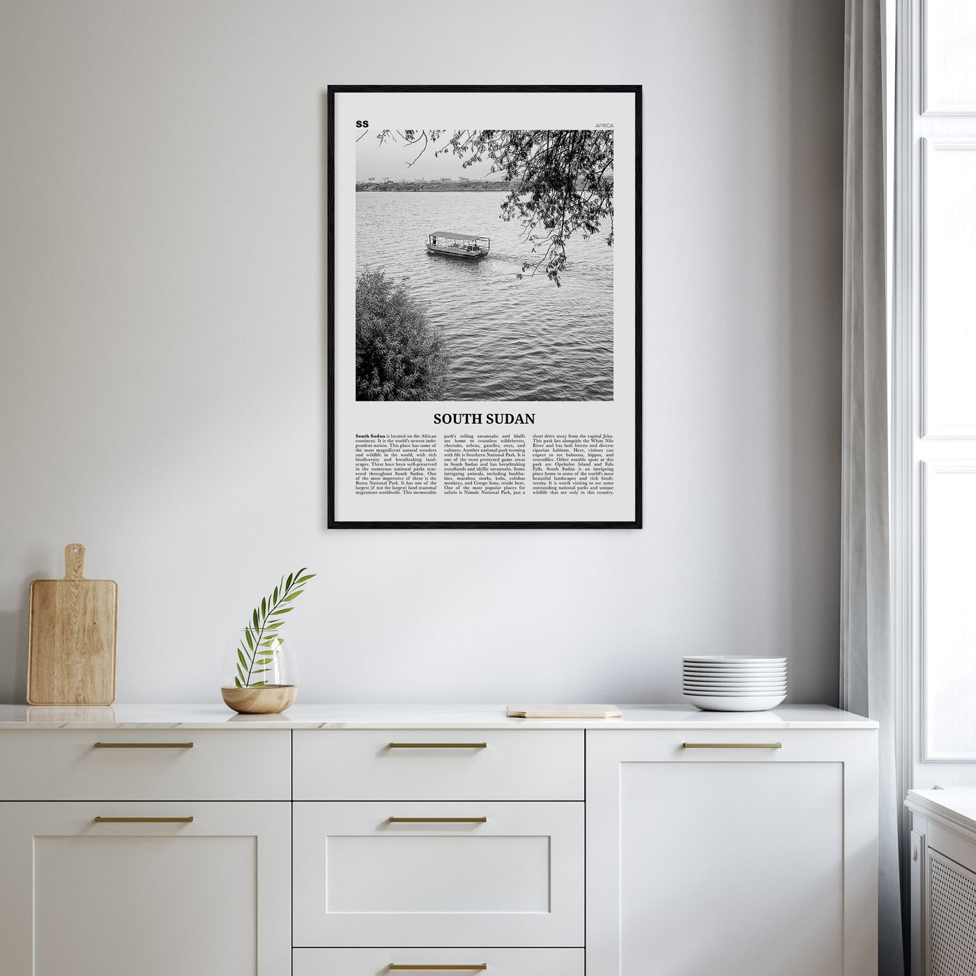 South Sudan Travel B&W Poster