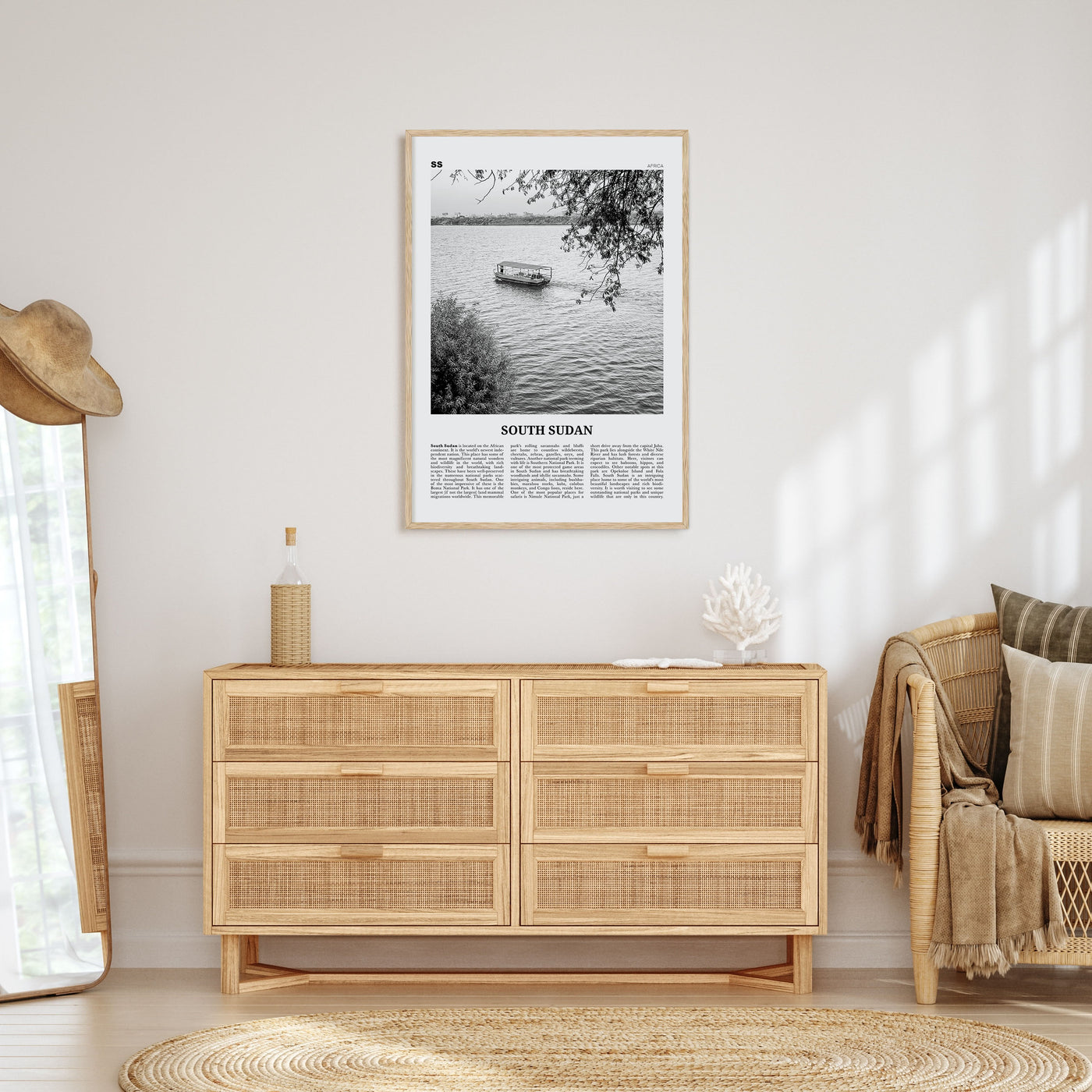 South Sudan Travel B&W Poster