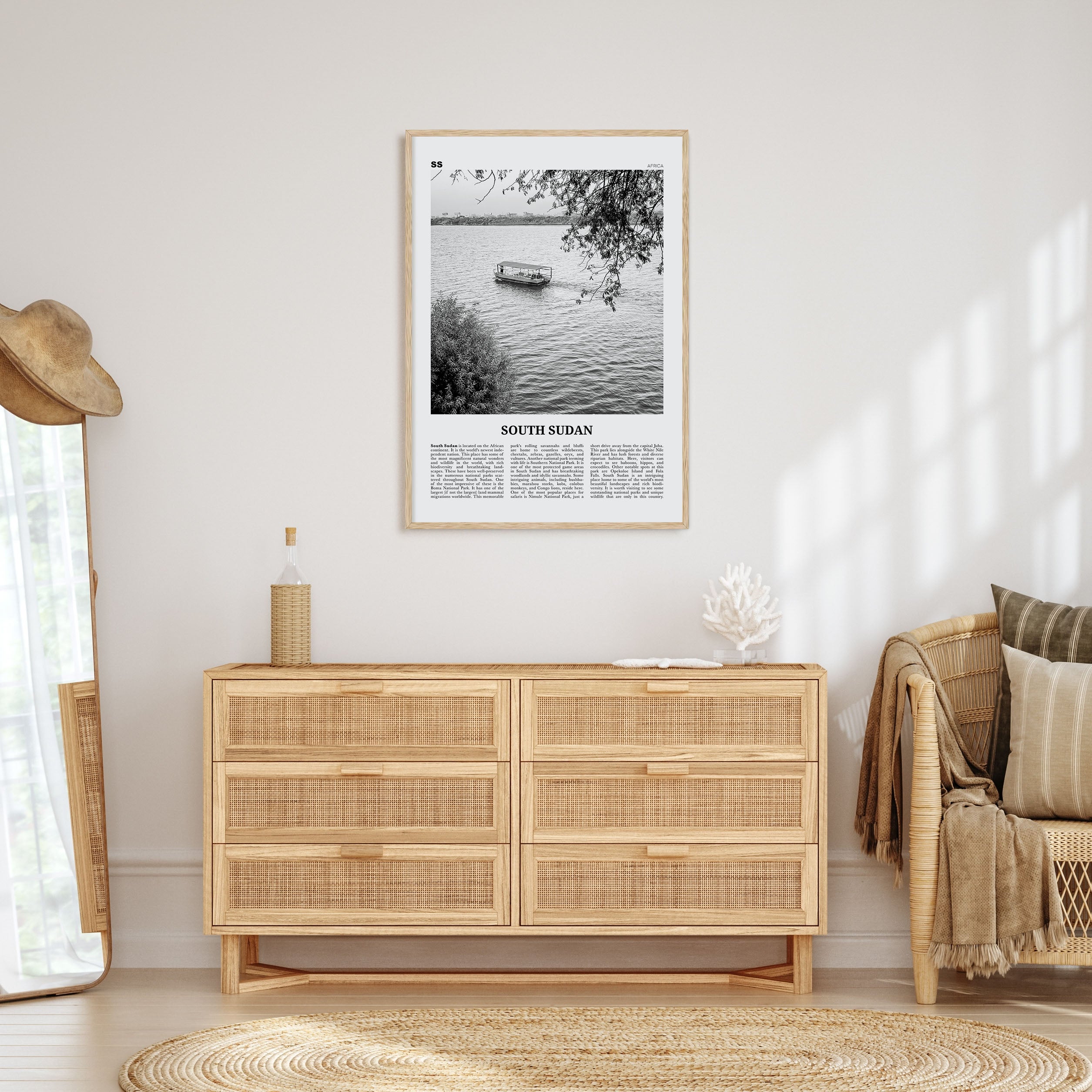 South Sudan Travel B&W Poster