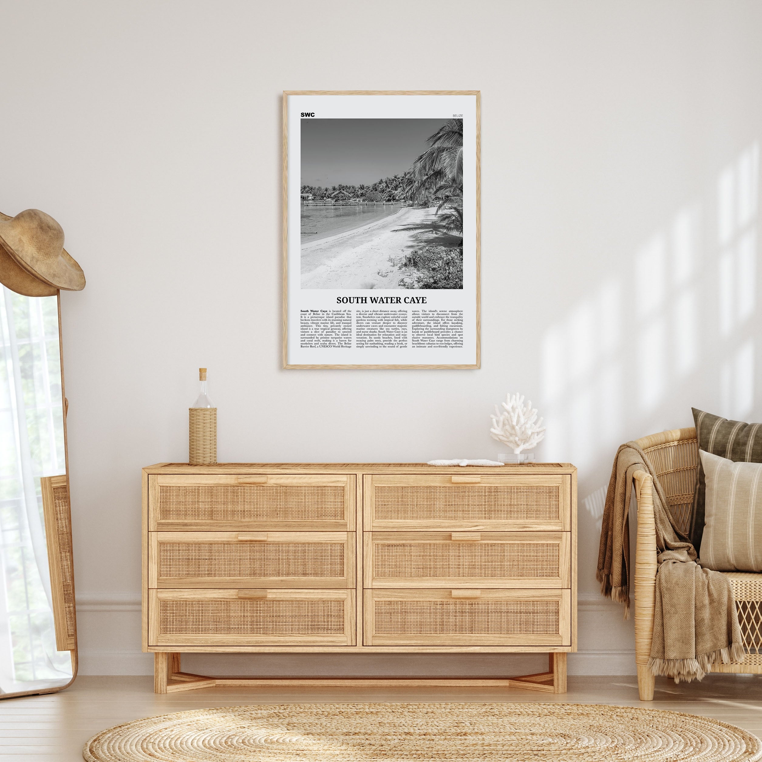 South Water Caye Travel B&W Poster