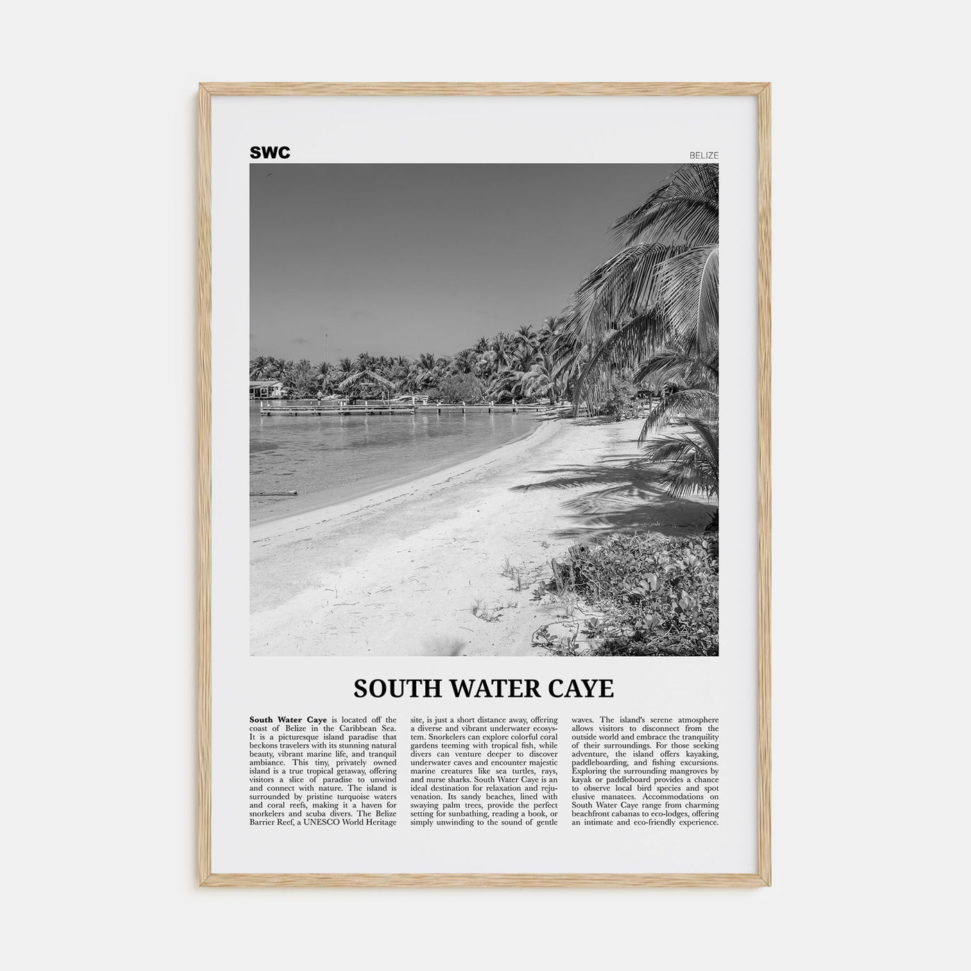 South Water Caye Travel B&W Poster