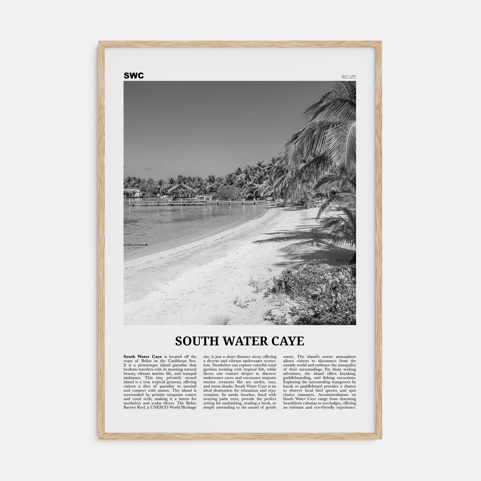 South Water Caye Travel B&W Poster