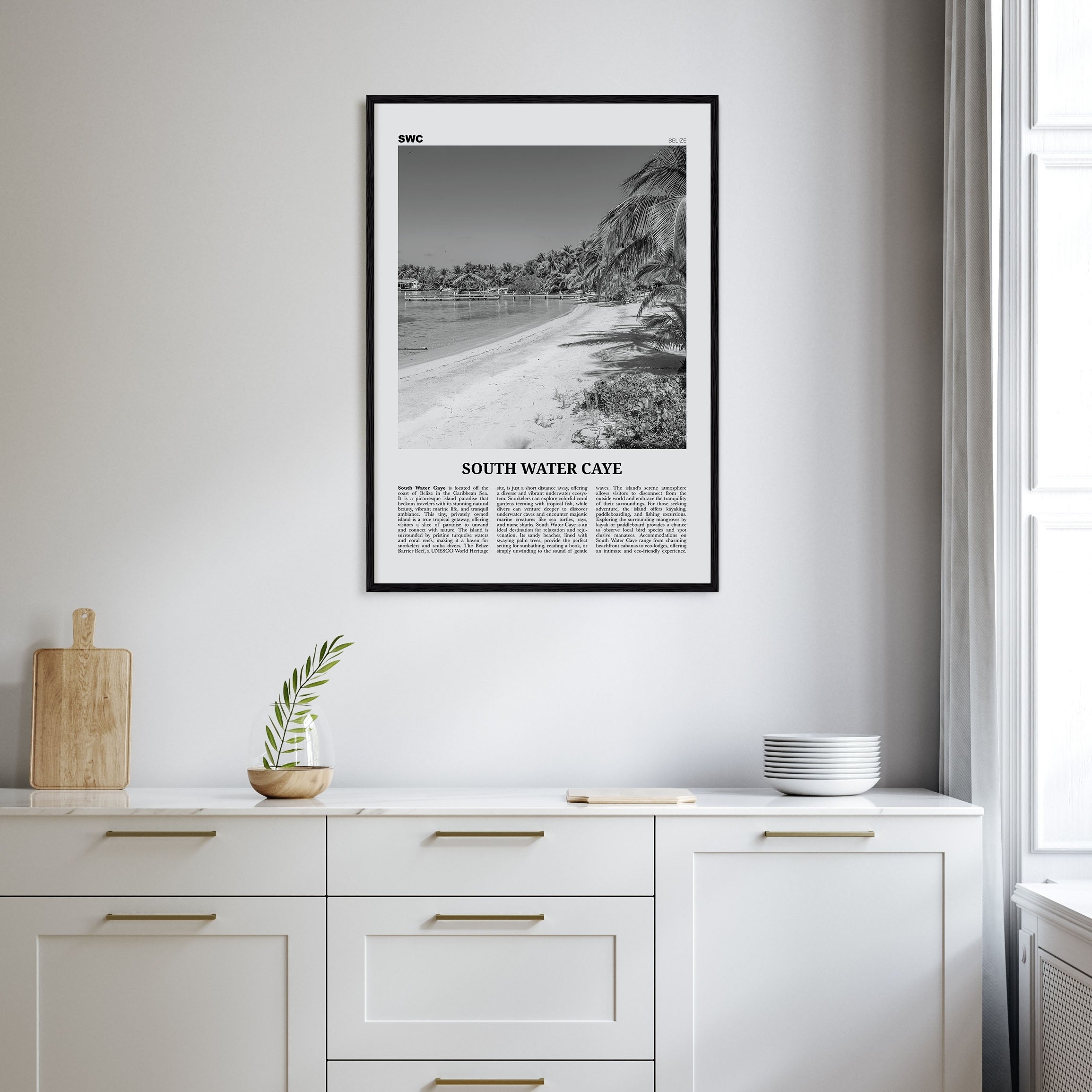 South Water Caye Travel B&W Poster
