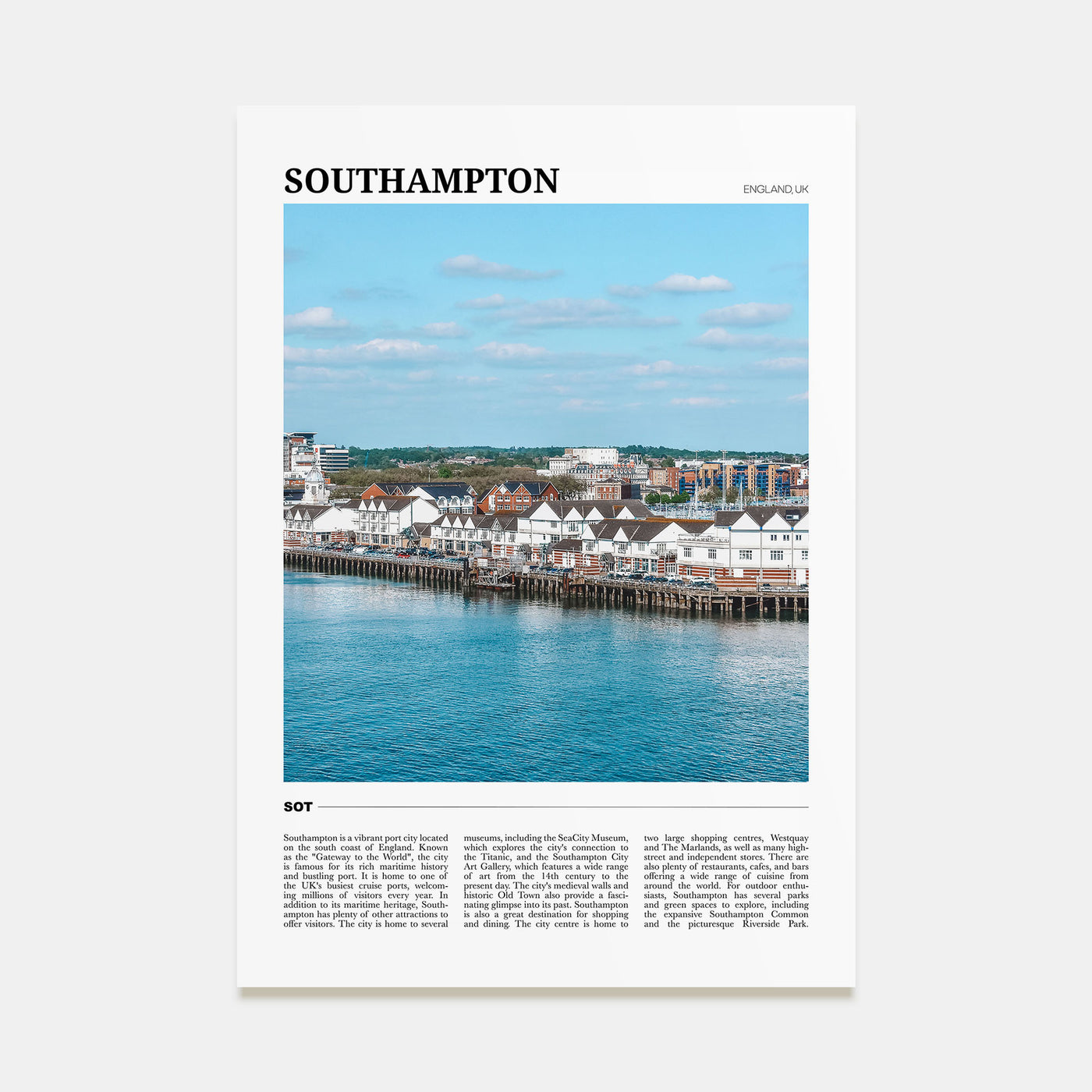 Southampton, England Travel Color Poster