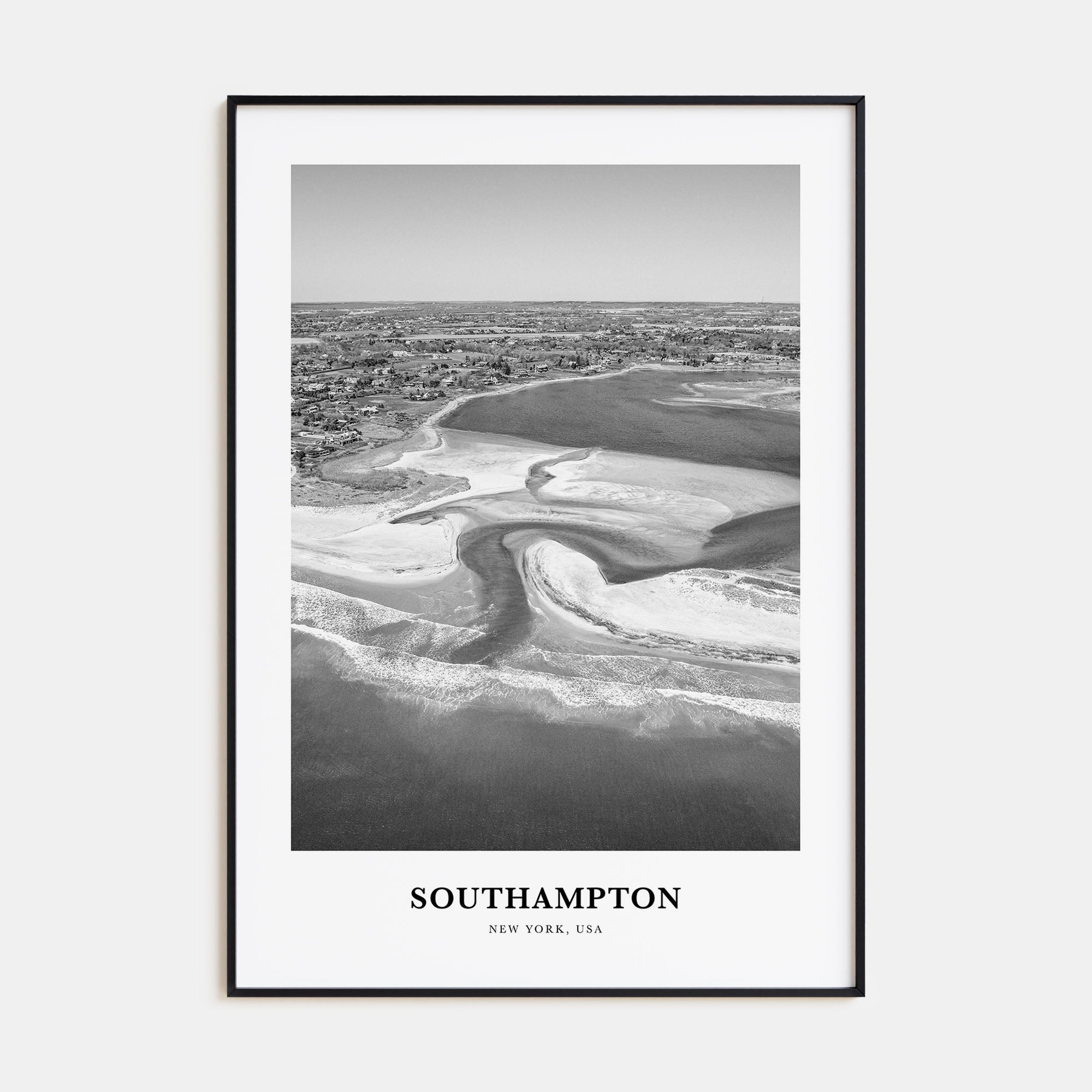 Southampton, New York Portrait B&W Poster