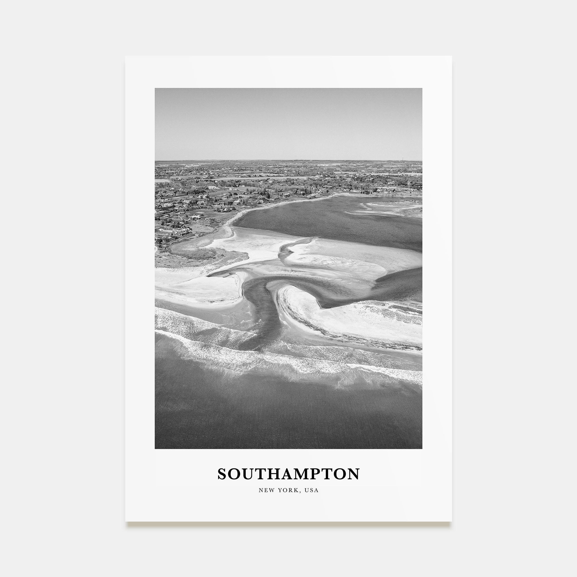Southampton, New York Portrait B&W Poster
