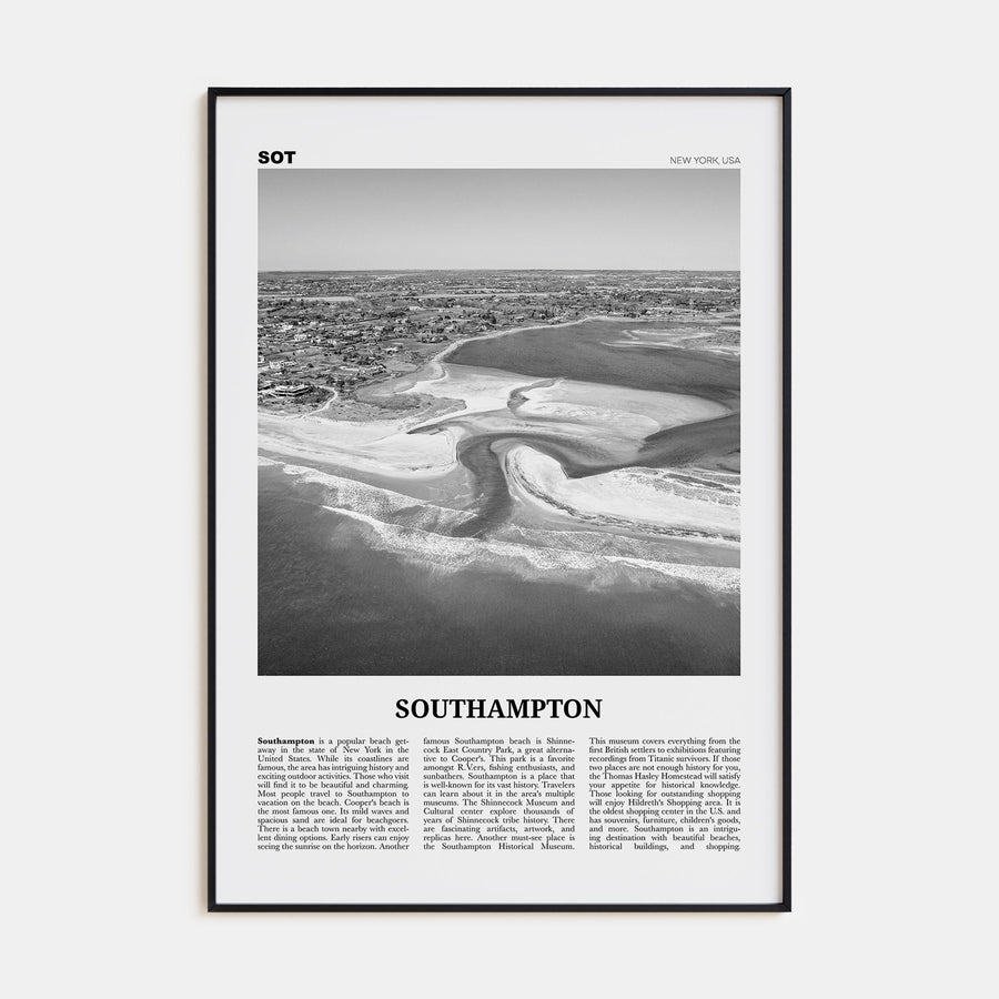 Southampton, New York Travel B&W Poster
