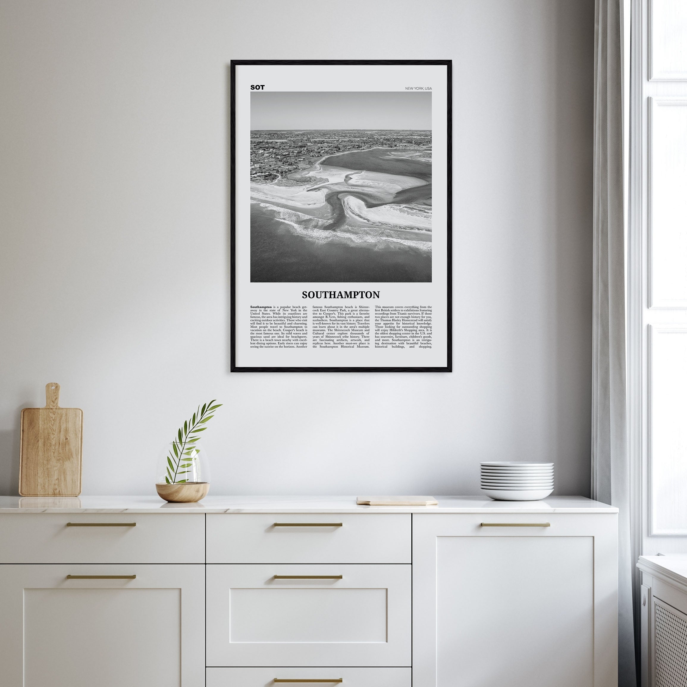 Southampton, New York Travel B&W Poster