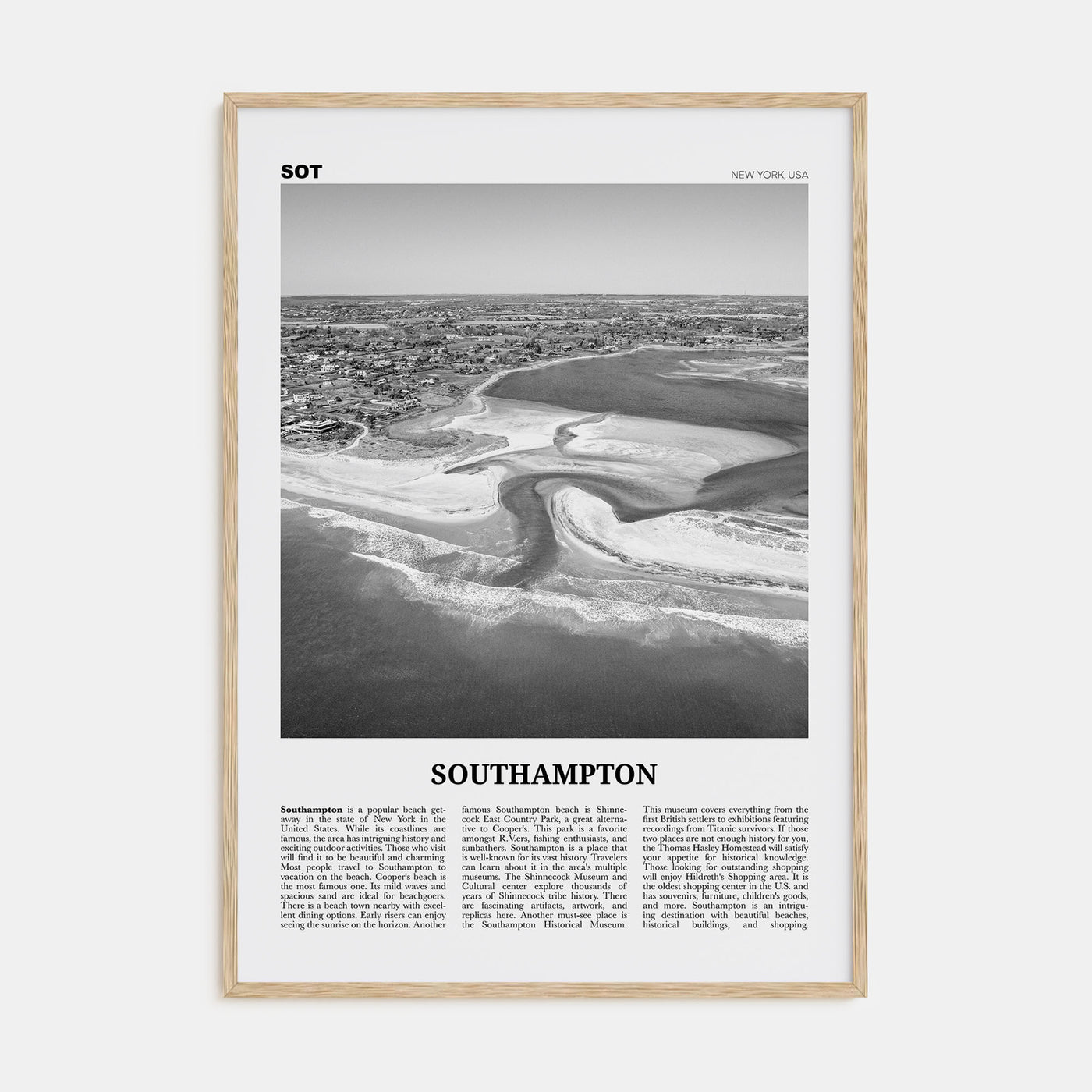 Southampton, New York Travel B&W Poster