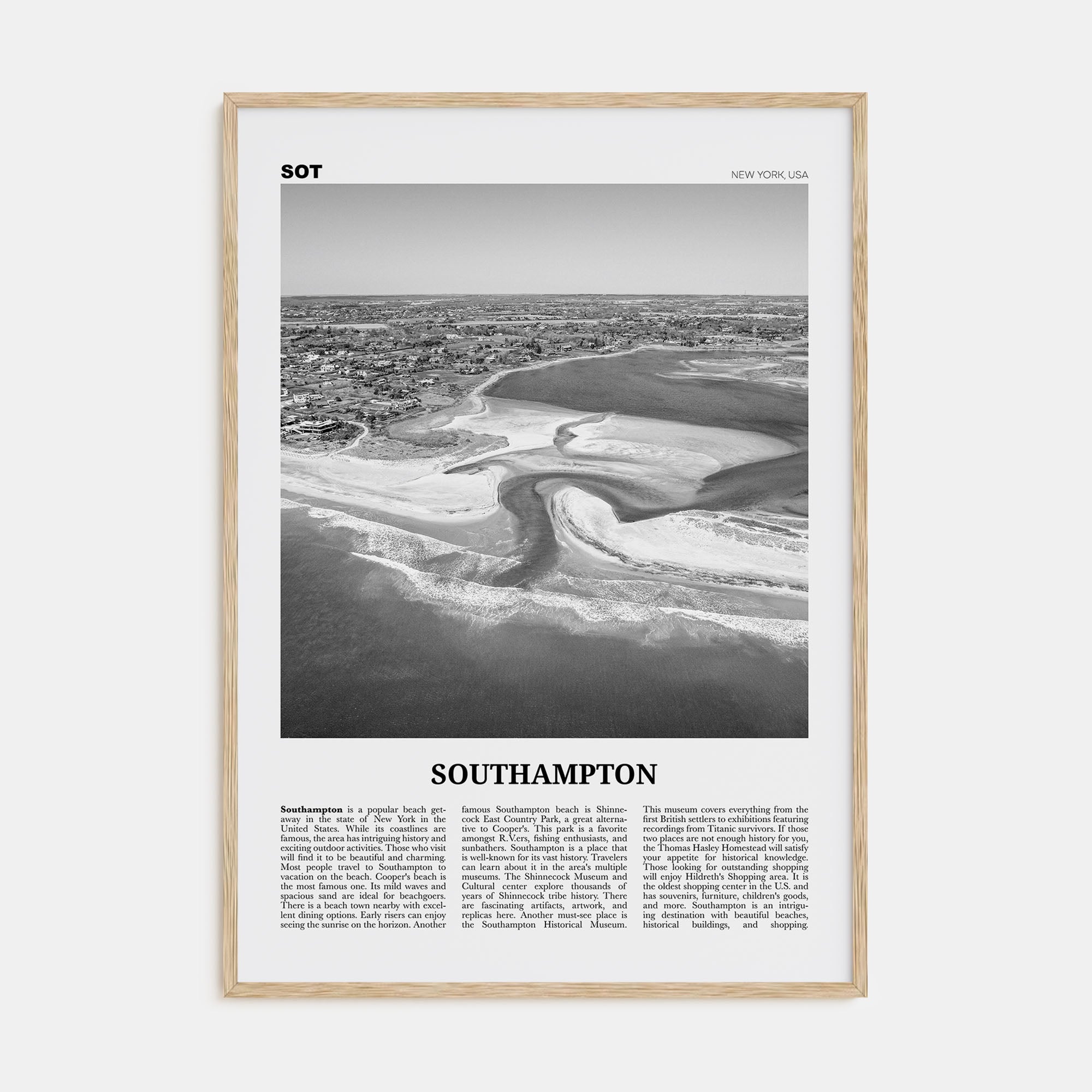 Southampton, New York Travel B&W Poster