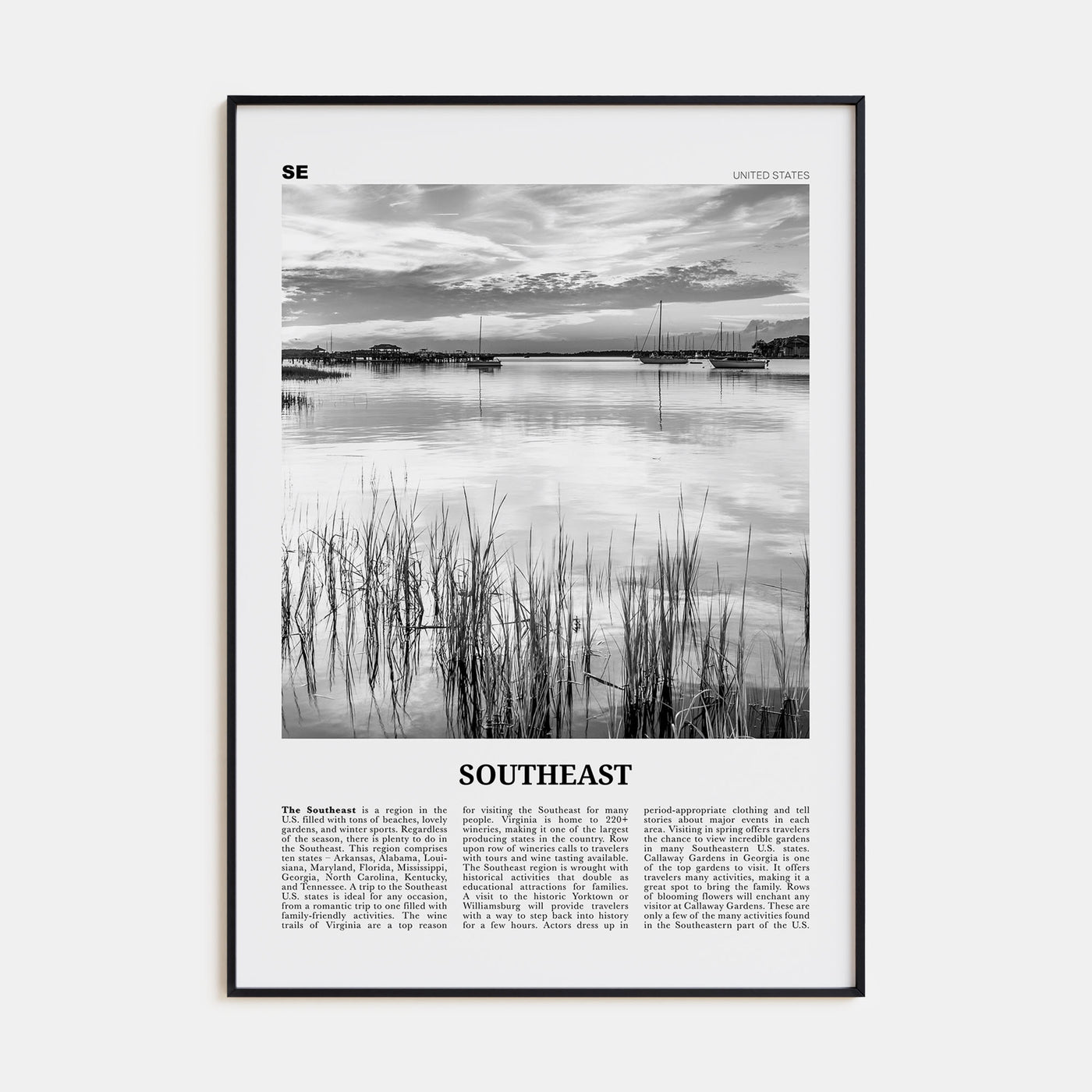 Southeast Travel B&W Poster