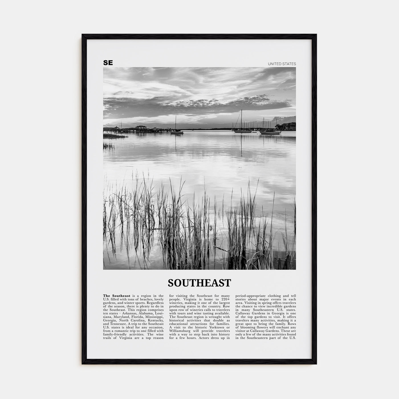 Southeast Travel B&W Poster