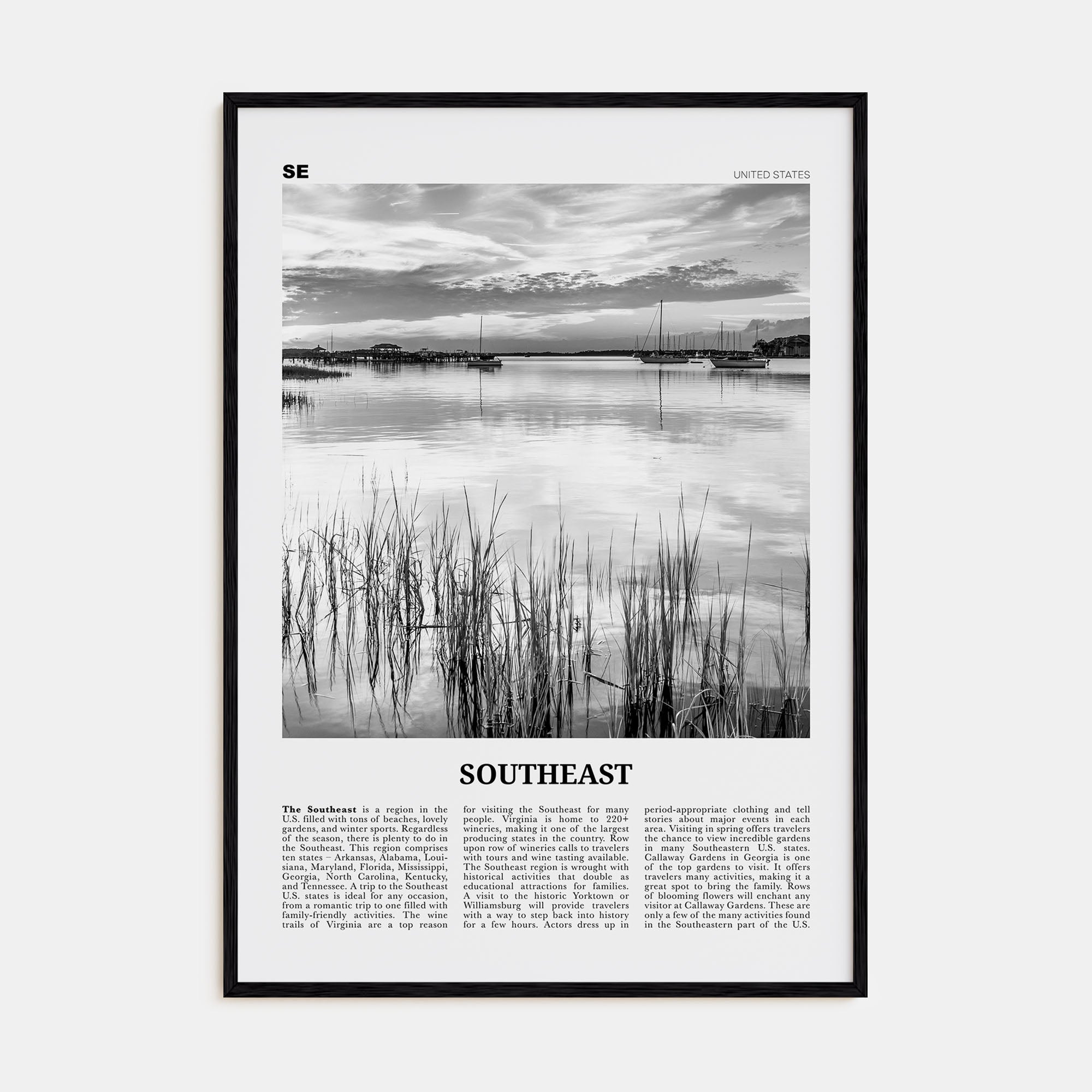 Southeast Travel B&W Poster