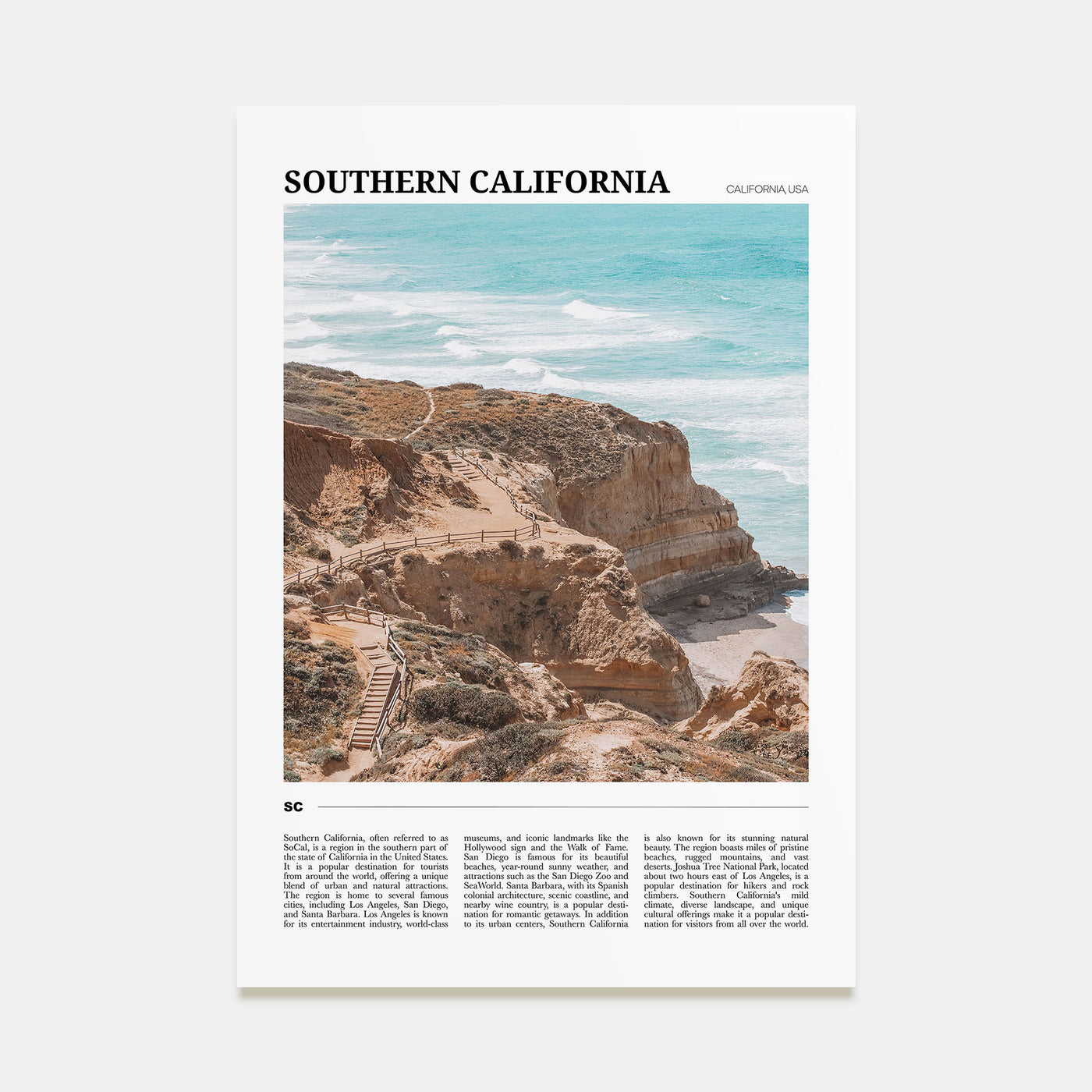 Southern California Travel Color Poster