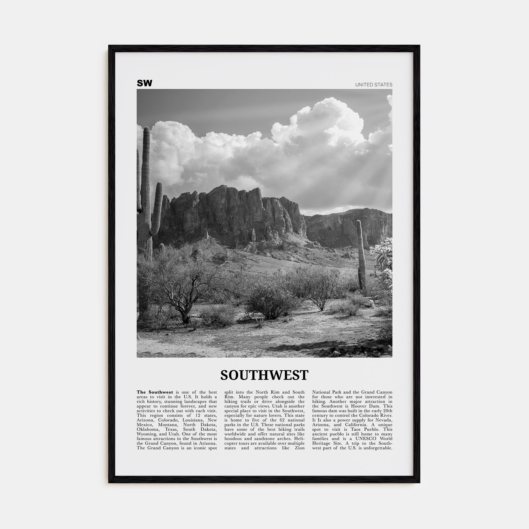 Southwest Travel B&W Poster