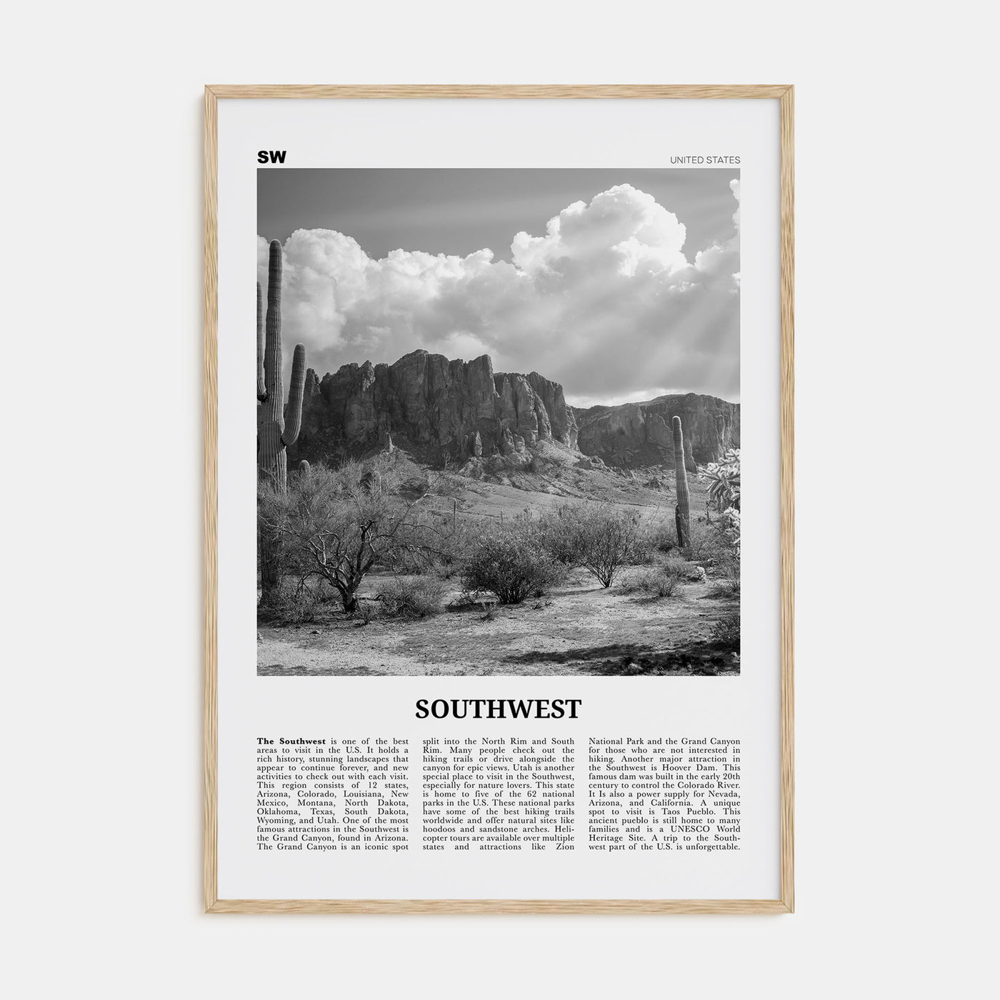 Southwest Travel B&W Poster