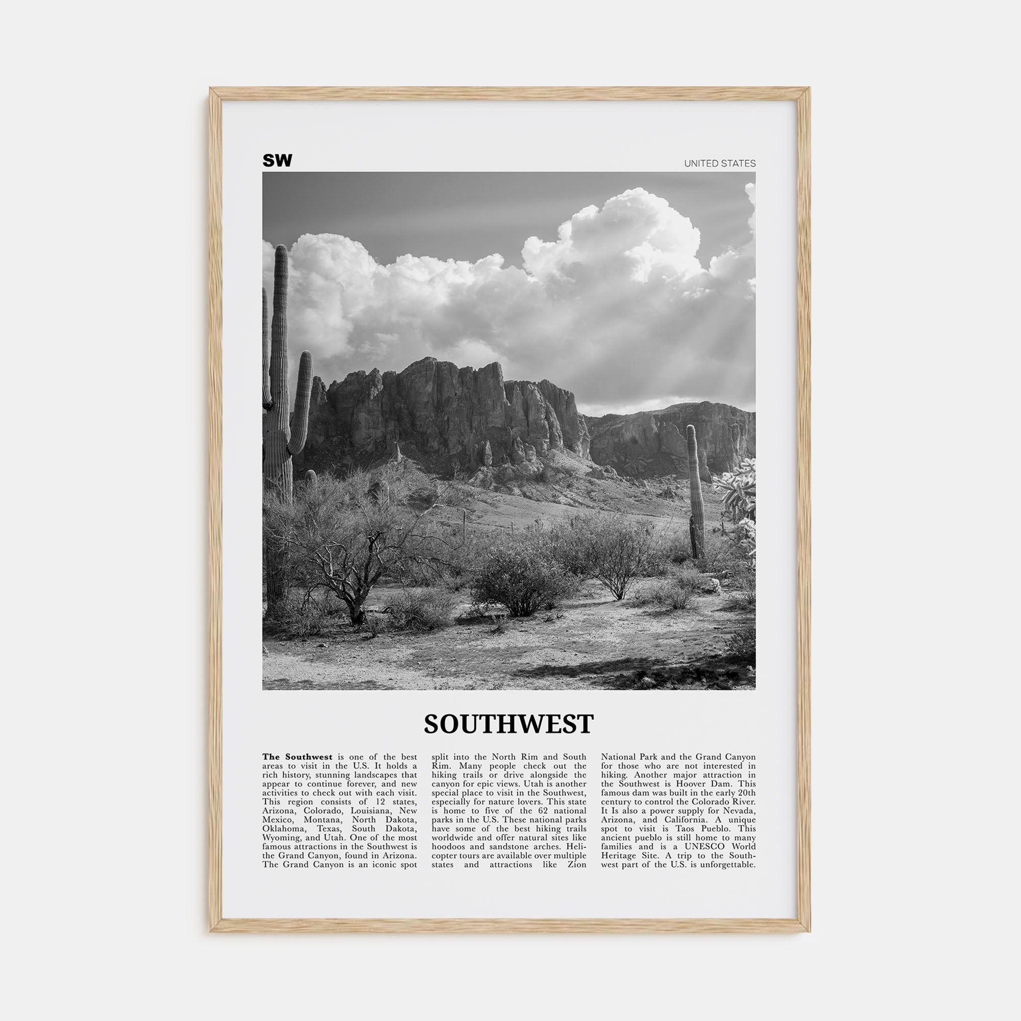 Southwest Travel B&W Poster