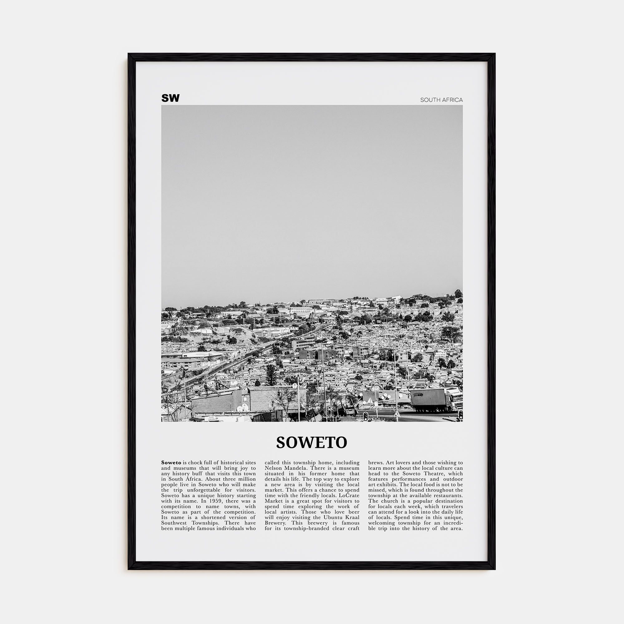 Soweto Travel B&W Poster
