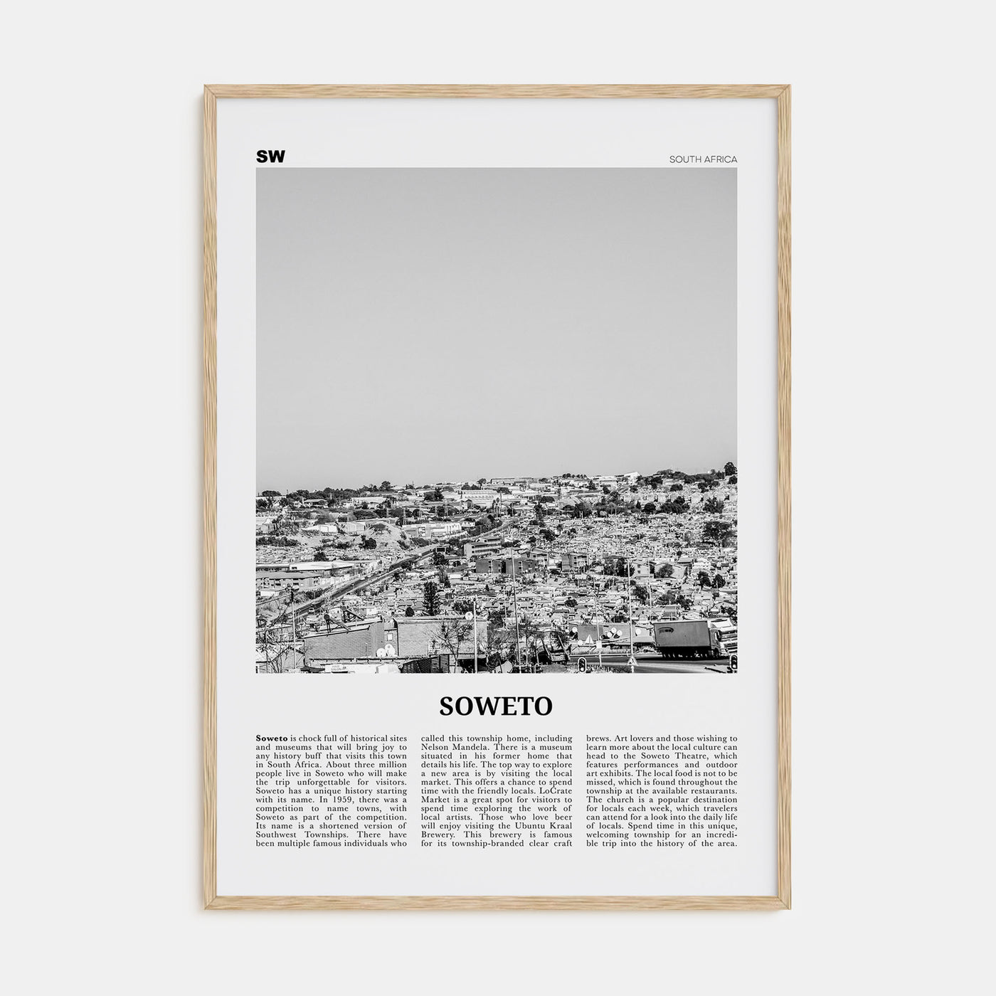 Soweto Travel B&W Poster