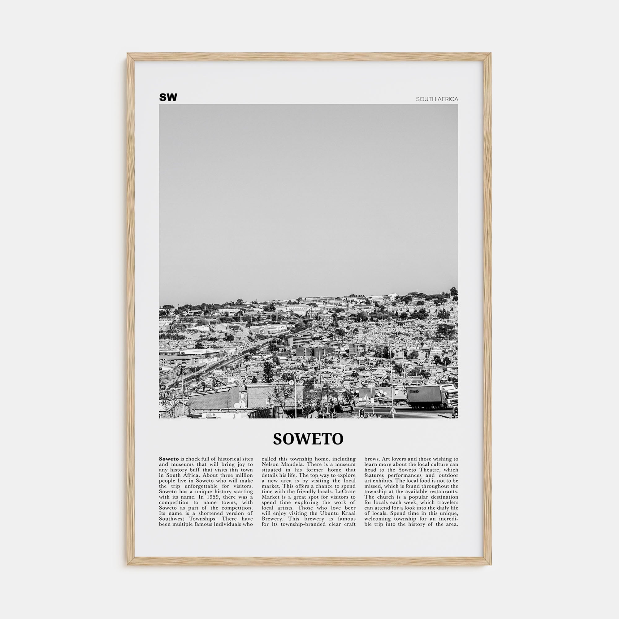 Soweto Travel B&W Poster