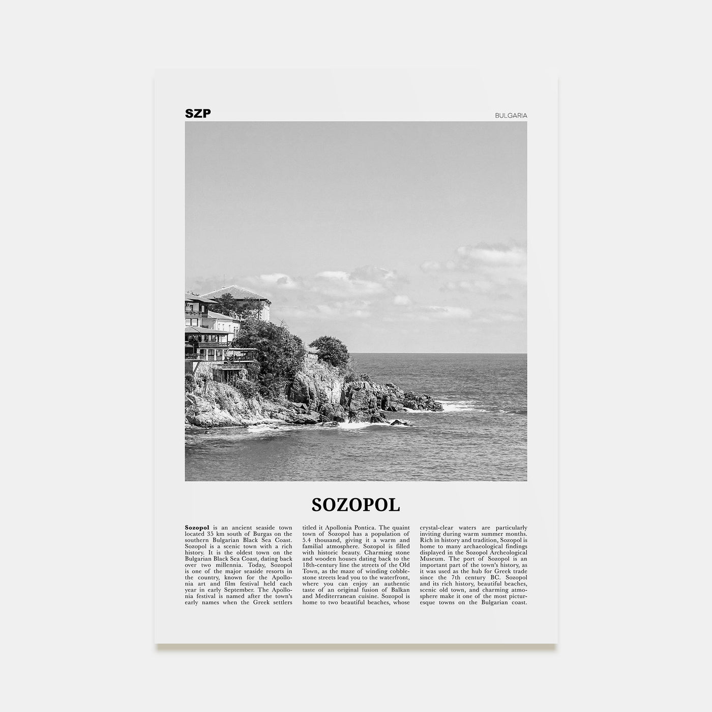 Sozopol Travel B&W Poster