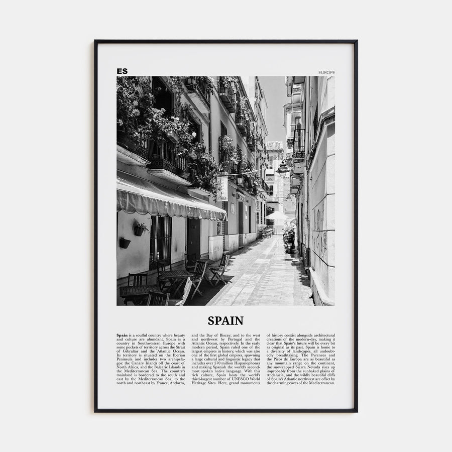 Spain Travel B&W No 1 Poster