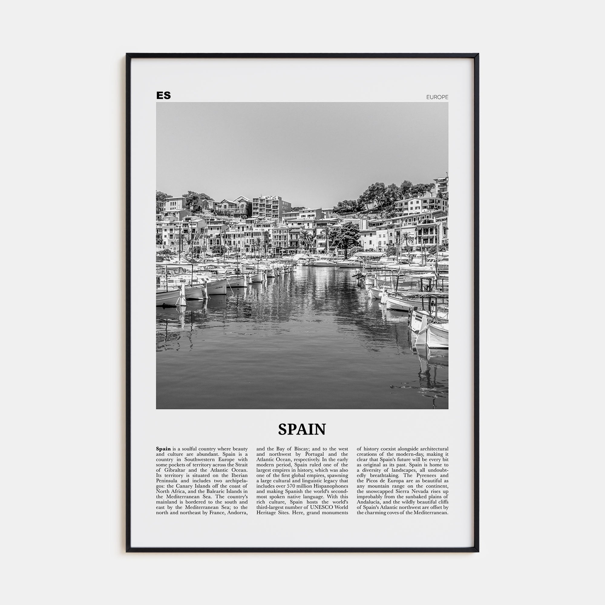 Spain Travel B&W No 2 Poster