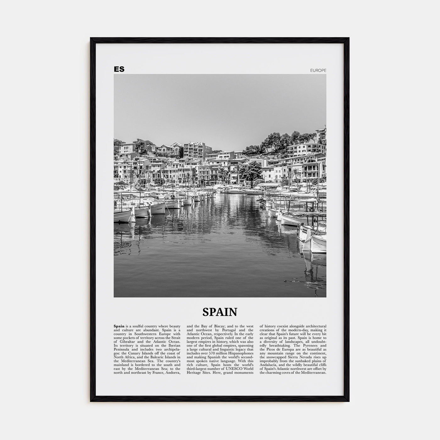 Spain Travel B&W No 2 Poster