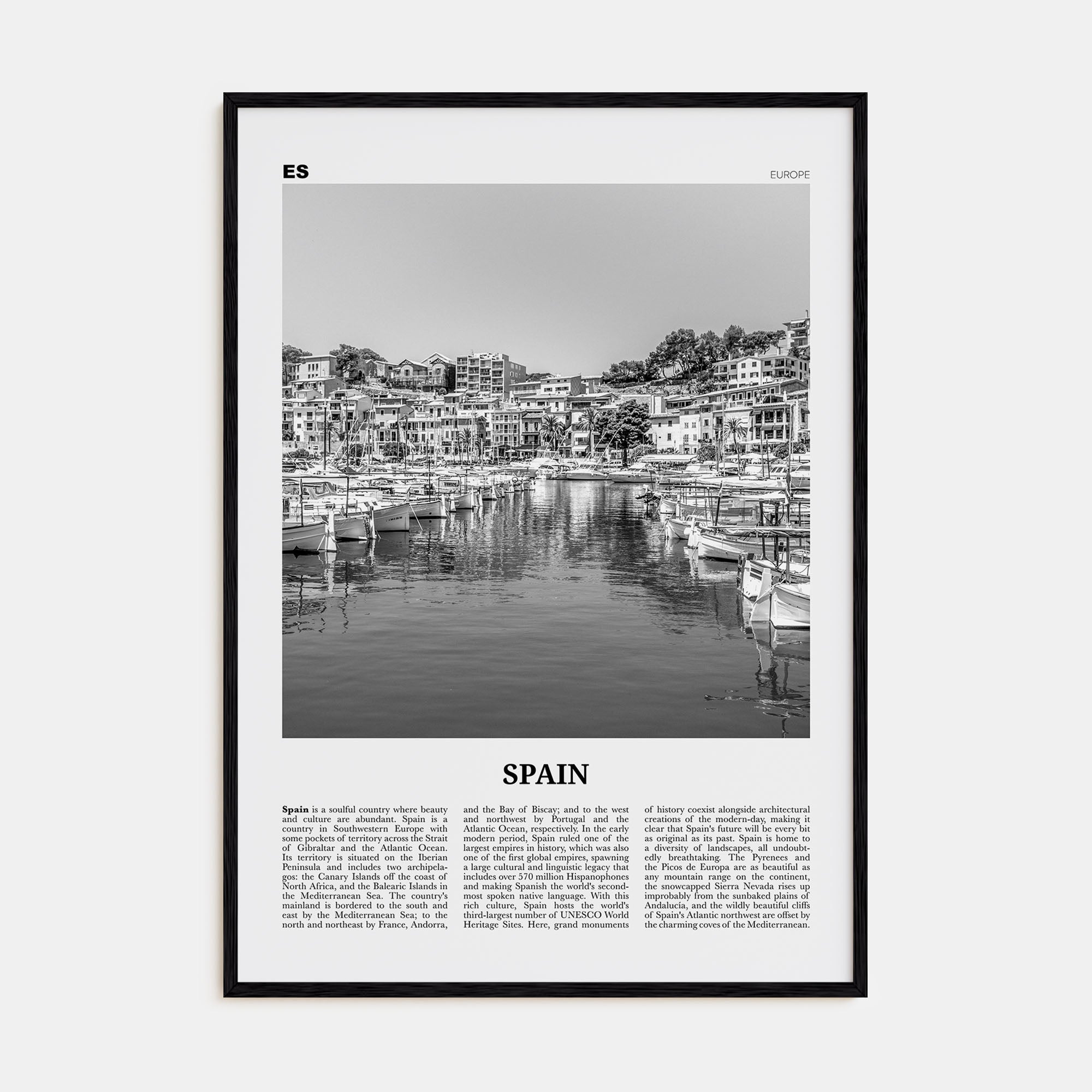 Spain Travel B&W No 2 Poster