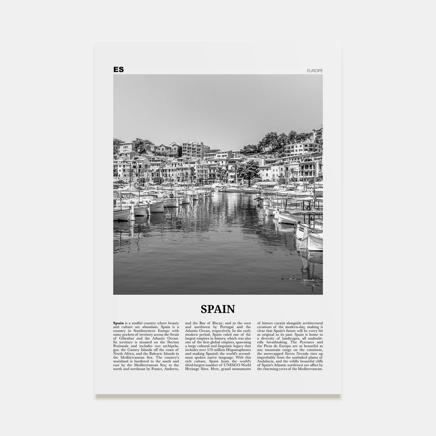 Spain Travel B&W No 2 Poster