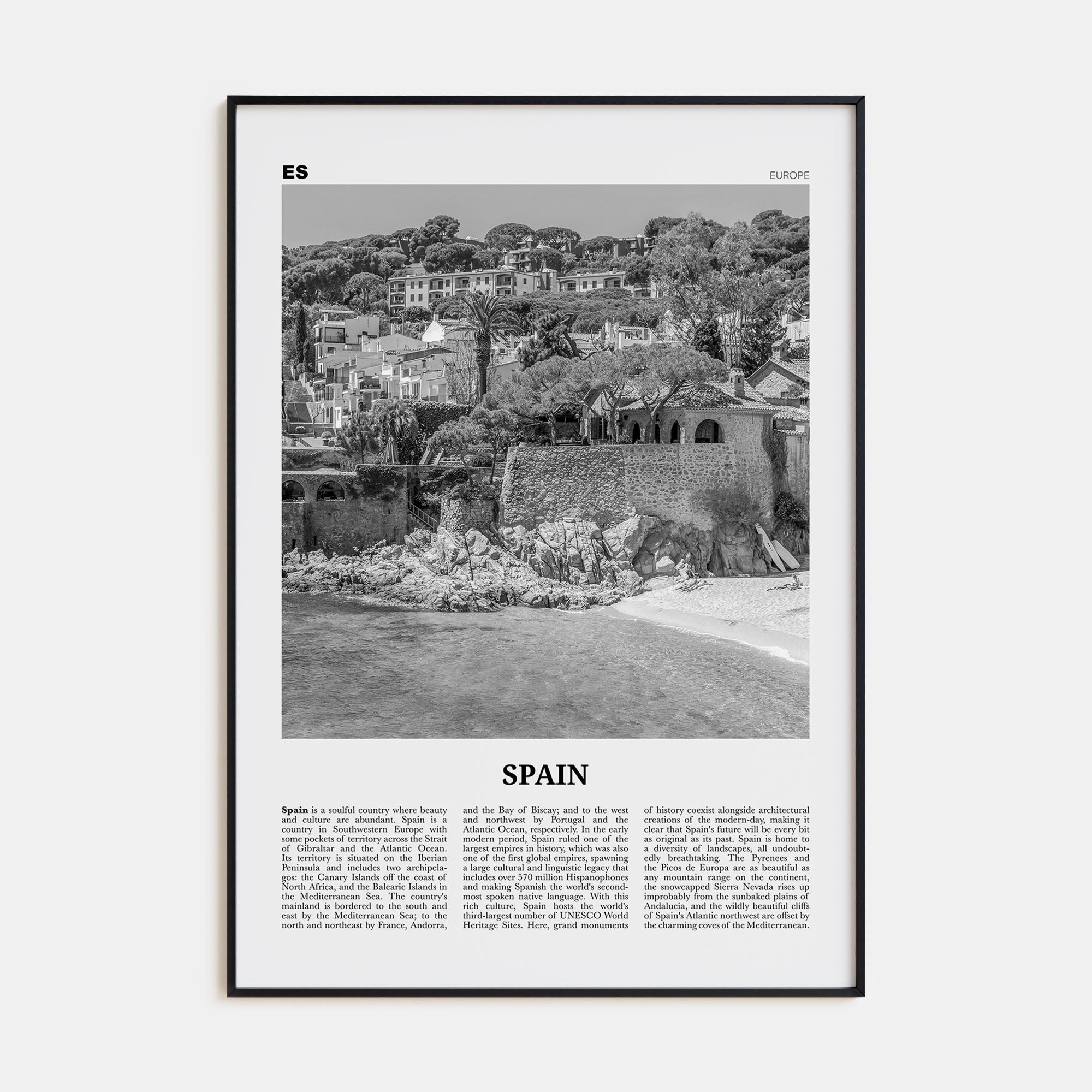 Spain Travel B&W No 3 Poster