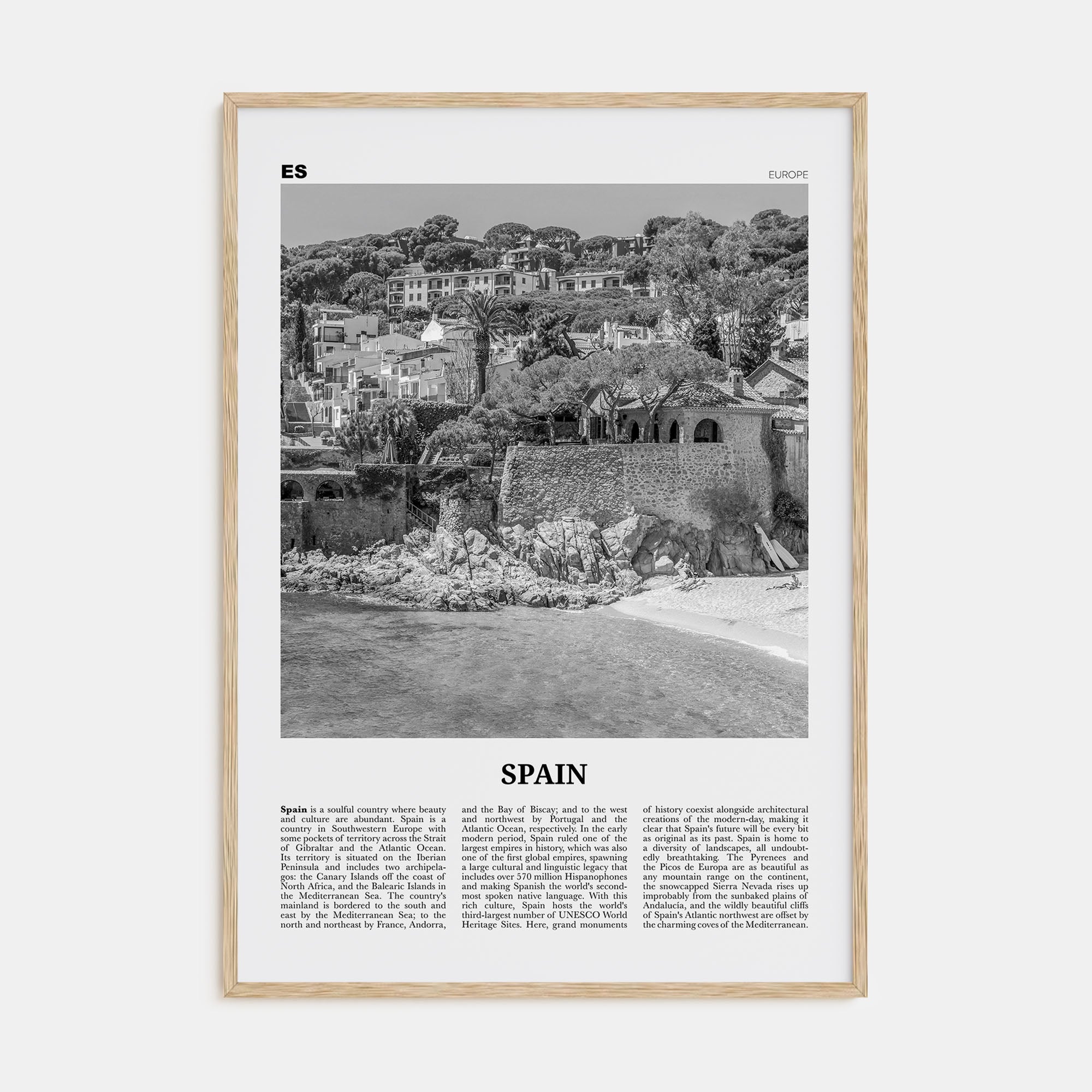 Spain Travel B&W No 3 Poster