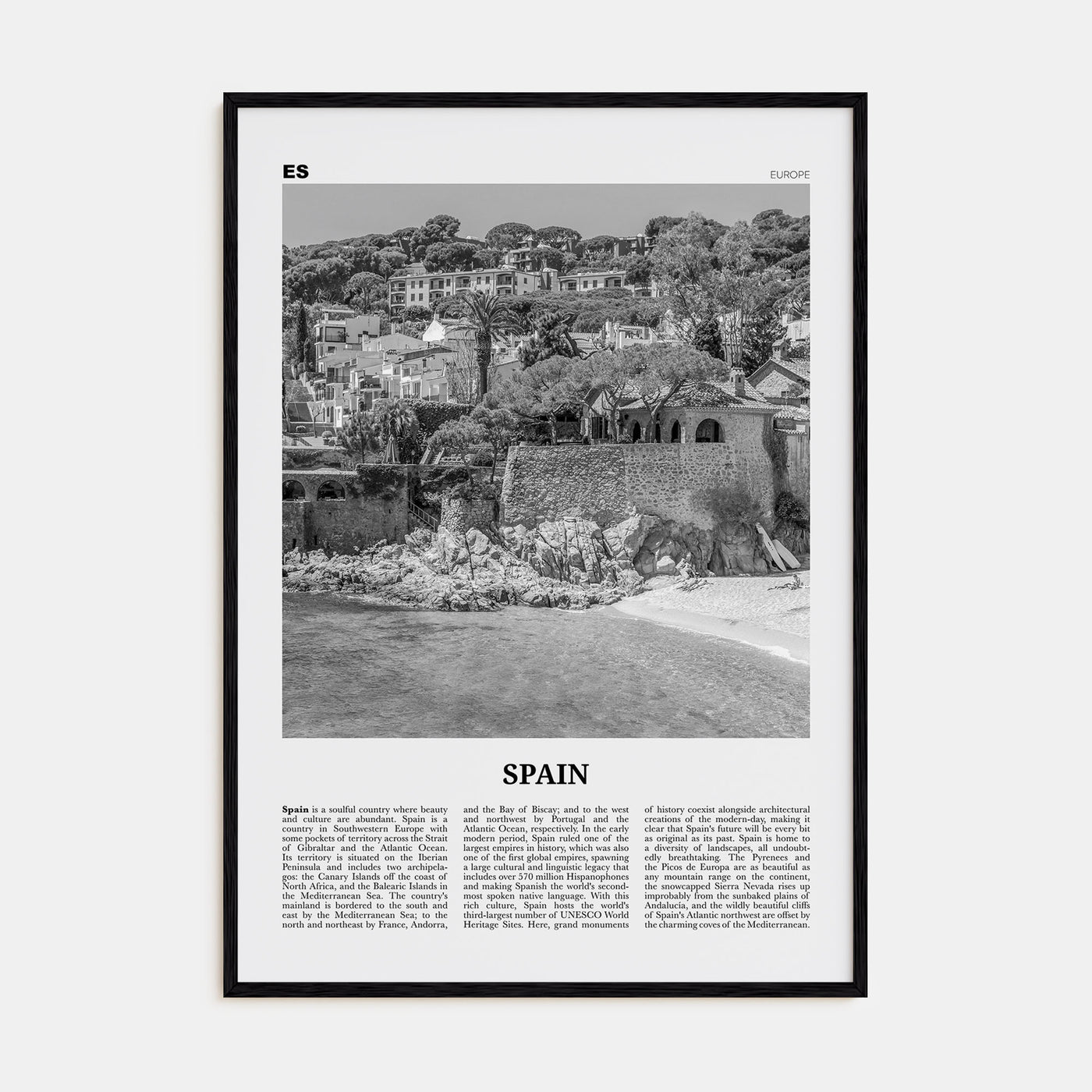 Spain Travel B&W No 3 Poster