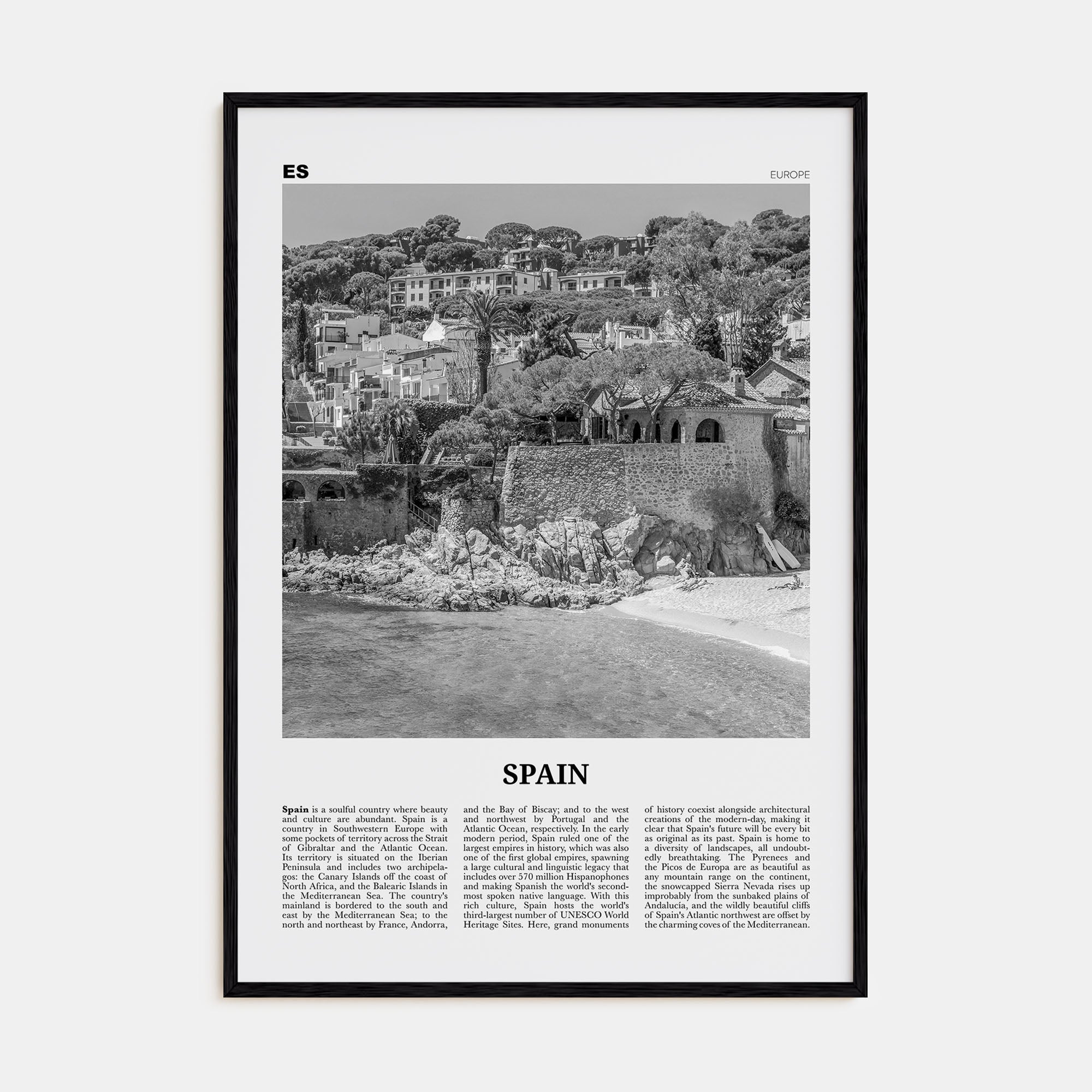 Spain Travel B&W No 3 Poster