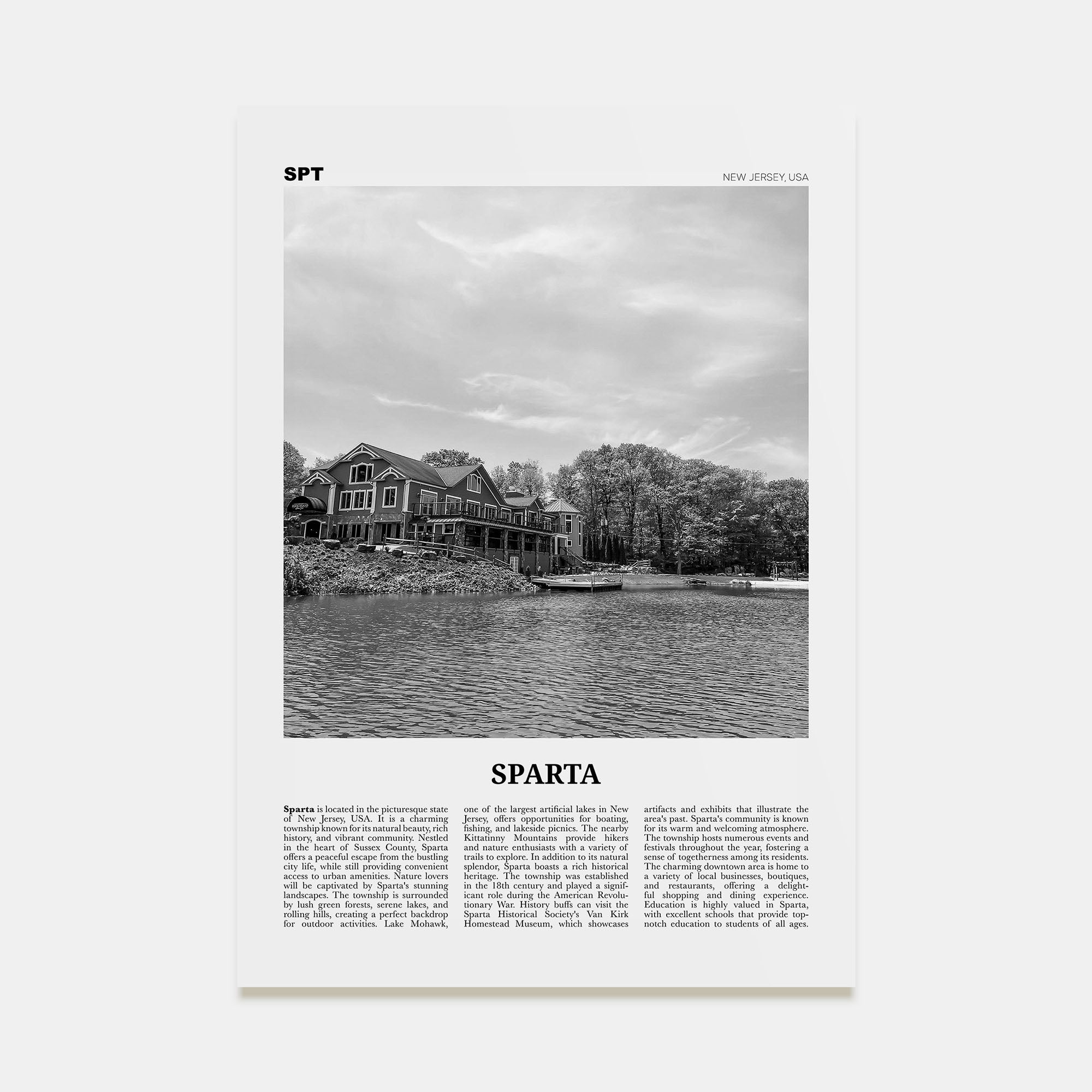 Sparta Travel B&W Poster