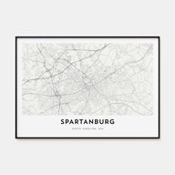 Spartanburg Map Landscape Poster