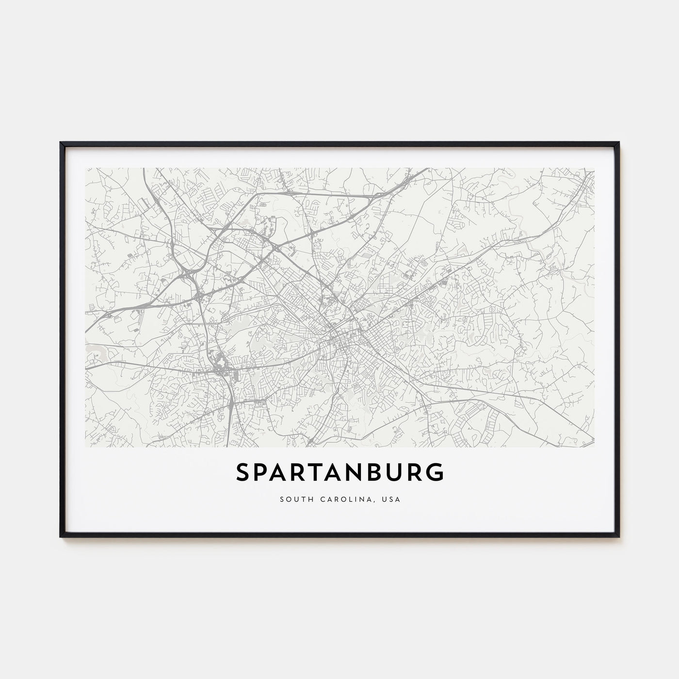Spartanburg Map Landscape Poster