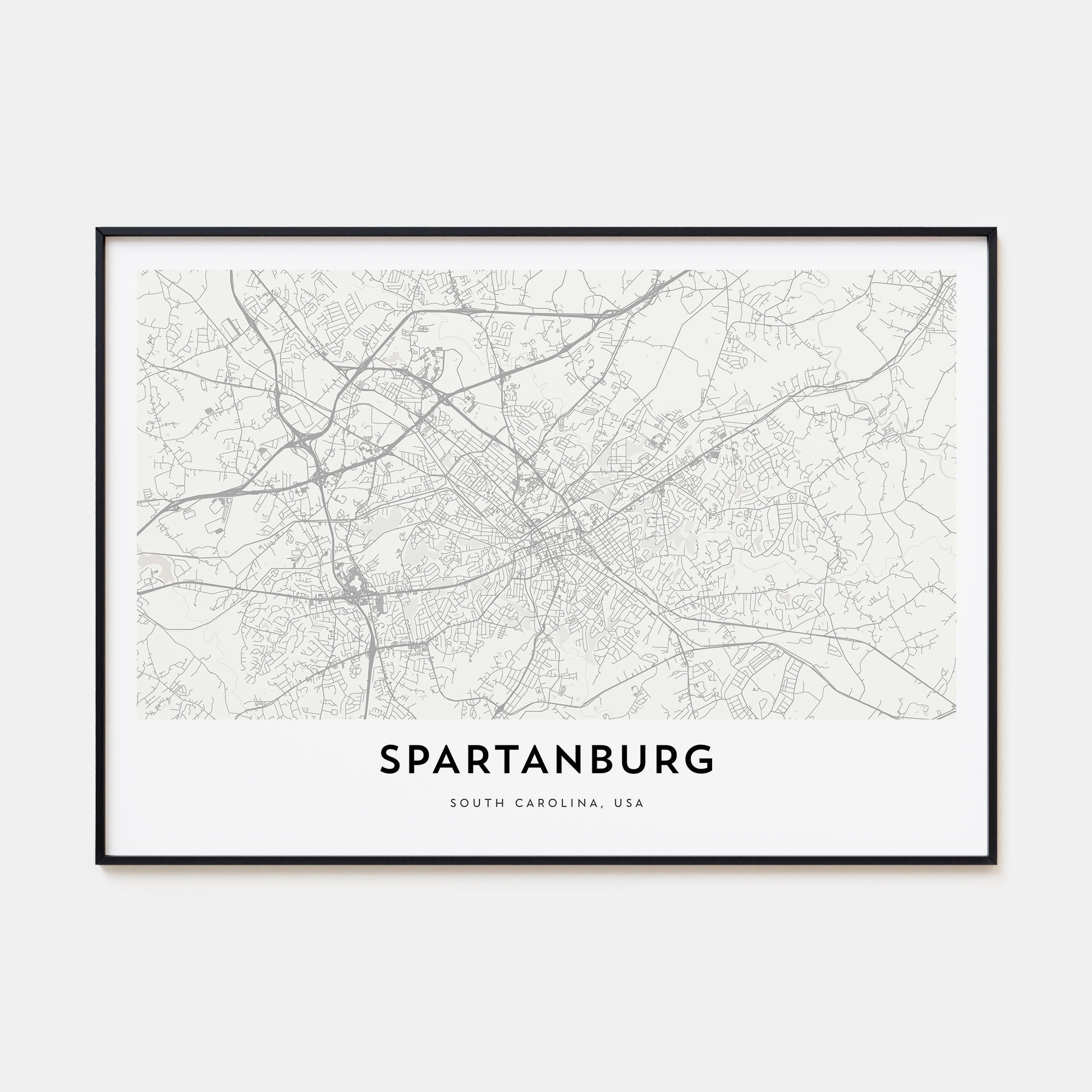 Spartanburg Map Landscape Poster