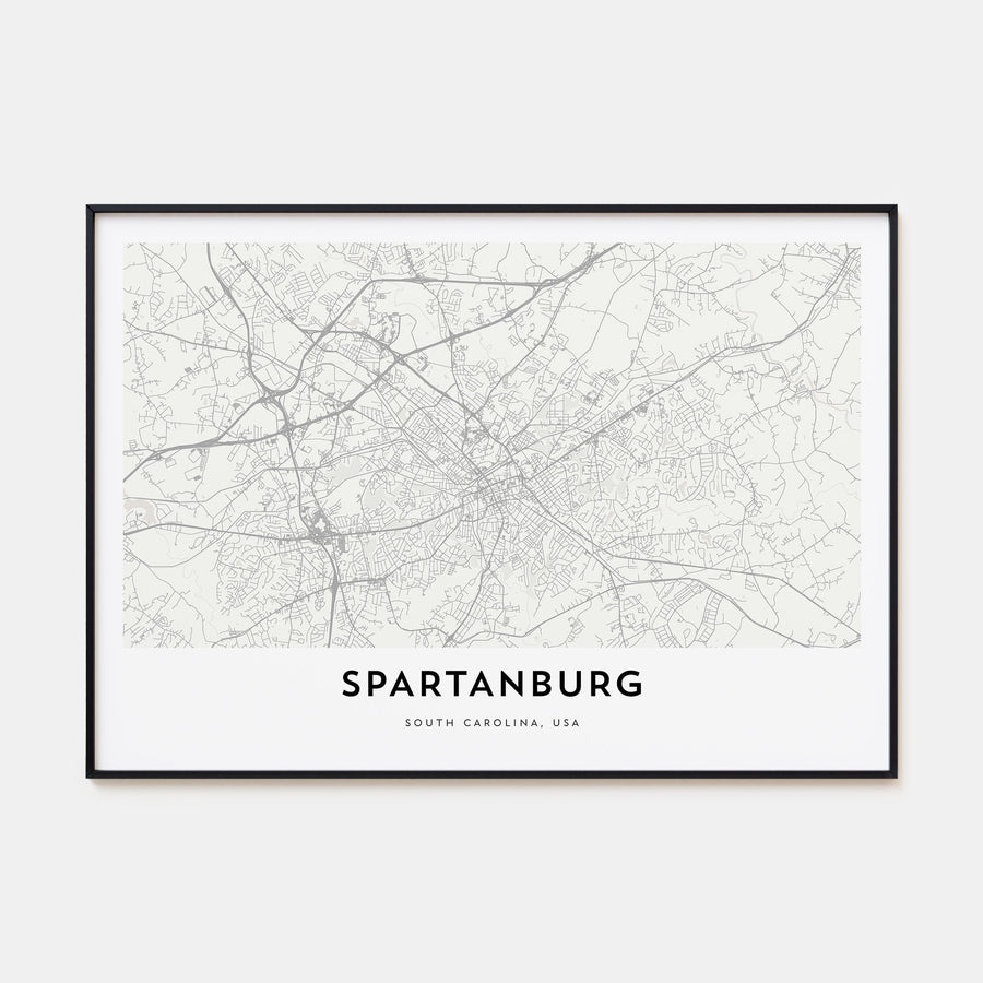 Spartanburg Map Landscape Poster